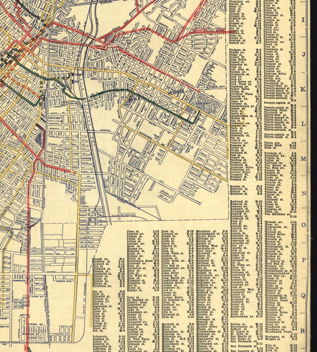 This old map of Map of the City of Los Angeles : Showing Railway Systems from 1906 was created by  Travel and Hotel Bureau in 1906