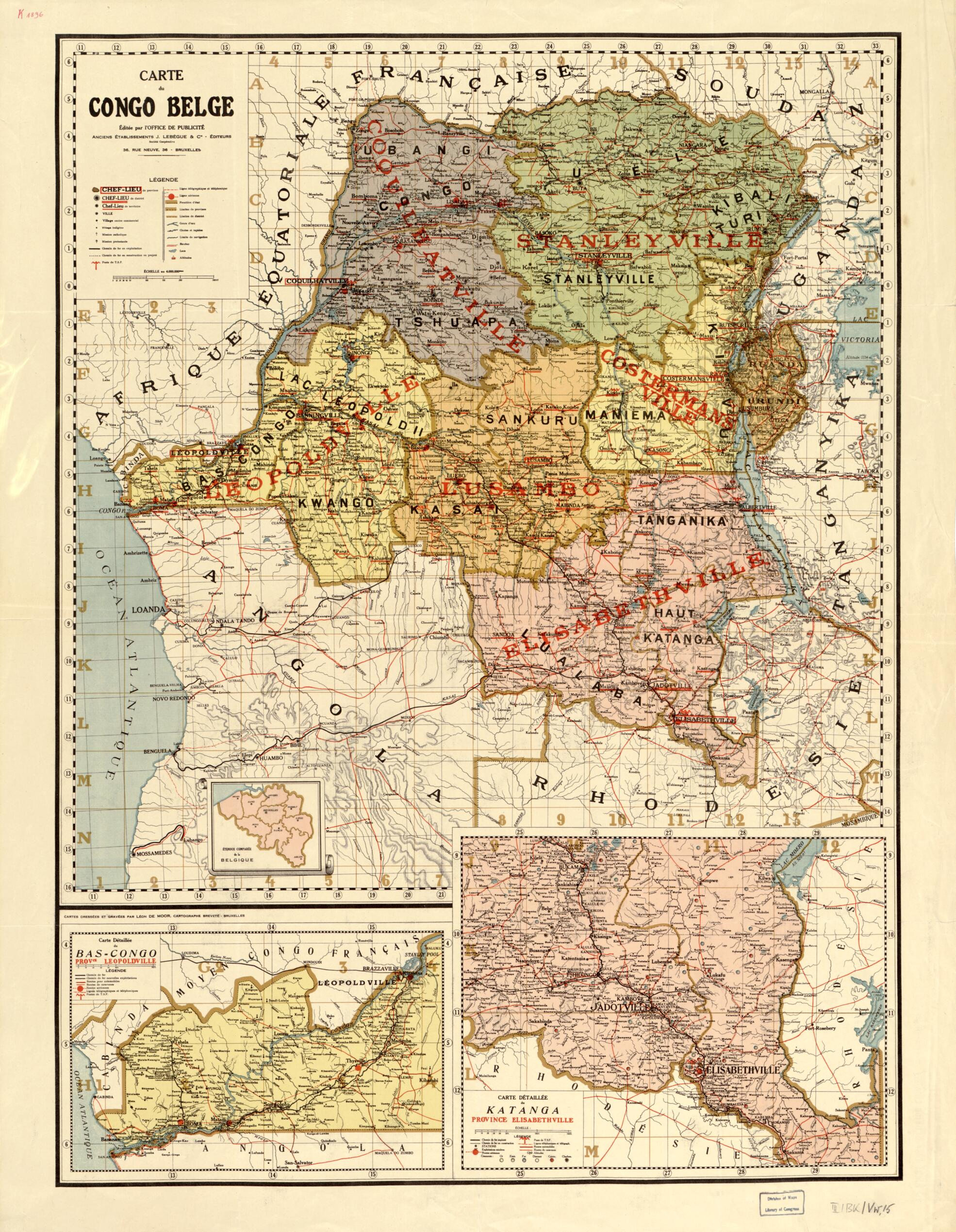 Carte Du Congo Belge 1896 by Relic Map Company