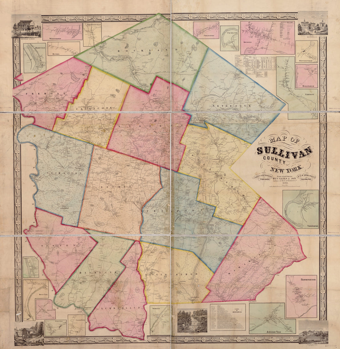 This old map of Map of Sullivan County, New York : from Actual Surveys from 1856 was created by C. Gates & Son in 1856