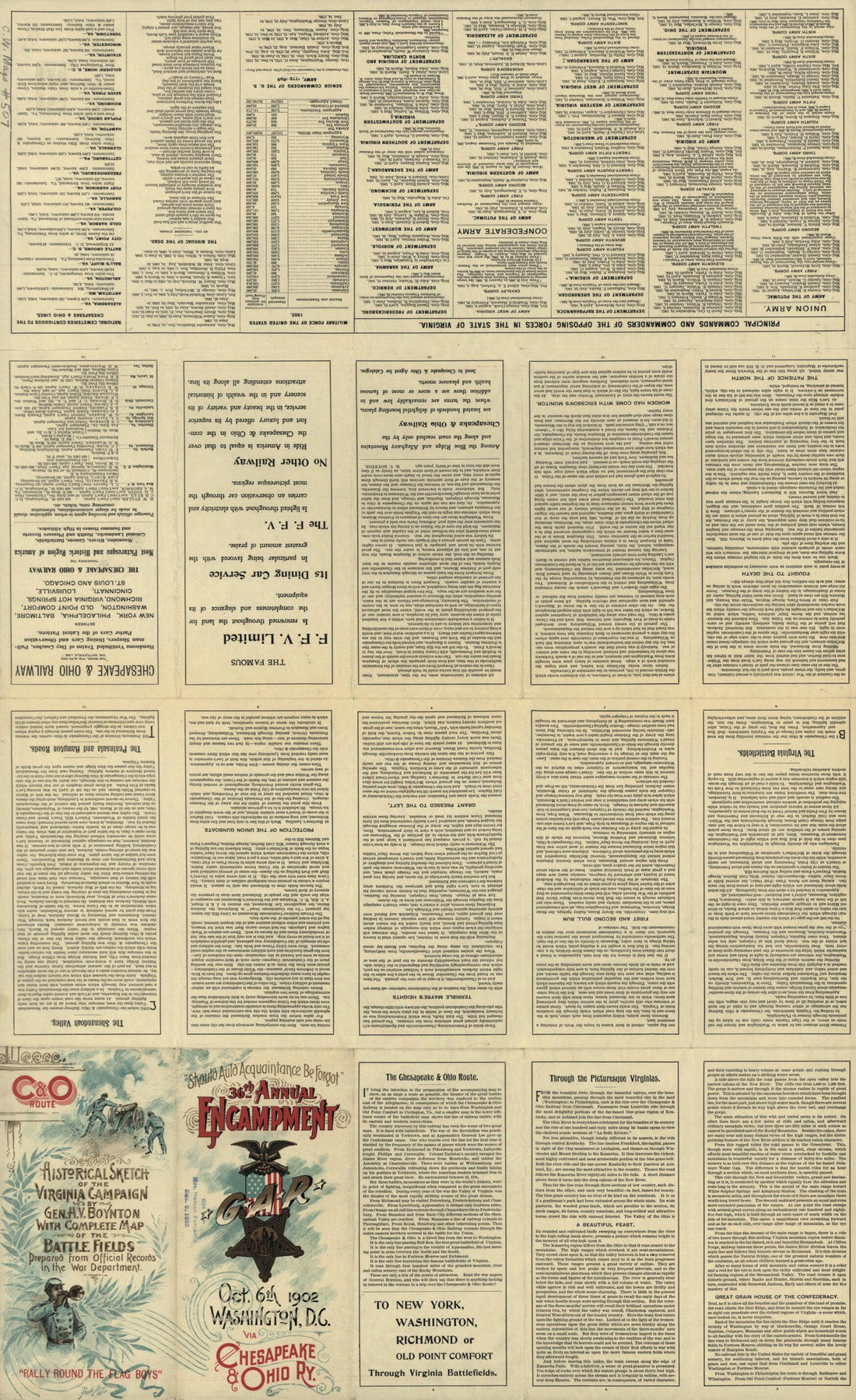 This old map of Map Showing the Location of Battle Fields of Virginia : Compiled from Official War Records and Maps for the Chesapeake & Ohio Railway Co from 1902 was created by Chesapeake and Ohio Railway Company in 1902