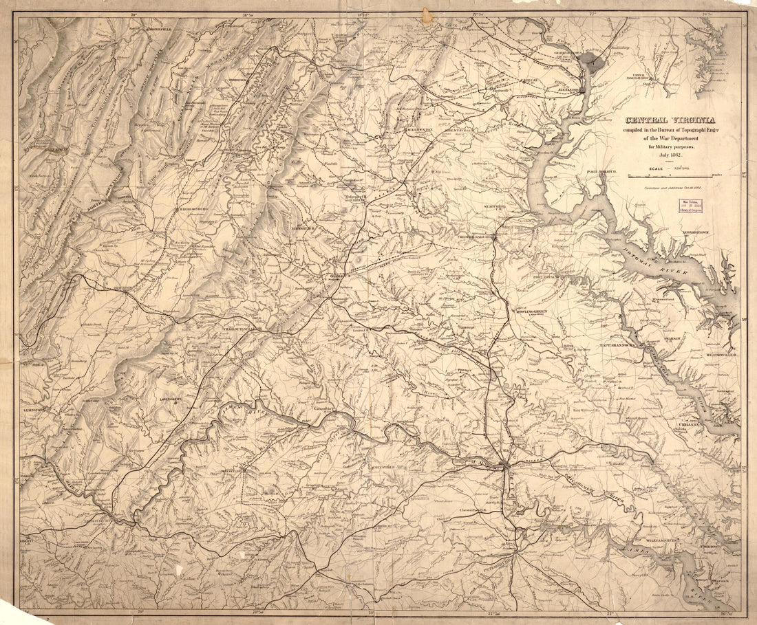 This old map of Central Virginia from 1864 was created by United States. Army. Corps of Topographical Engineers in 1864
