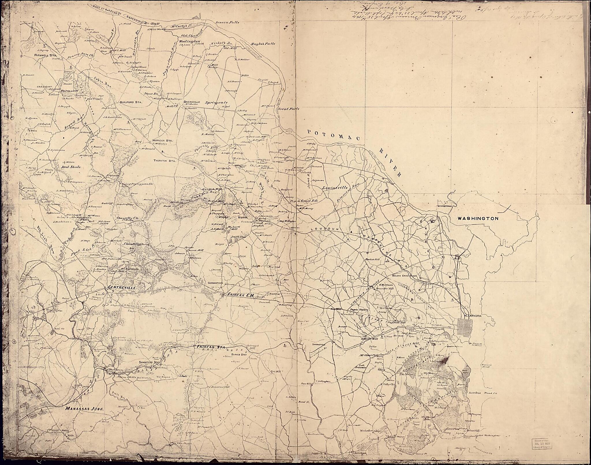 Map of Fairfax and Alexandria Counties, Virginia, and Parts of Adjoining Counties 1864 by Relic Map Company