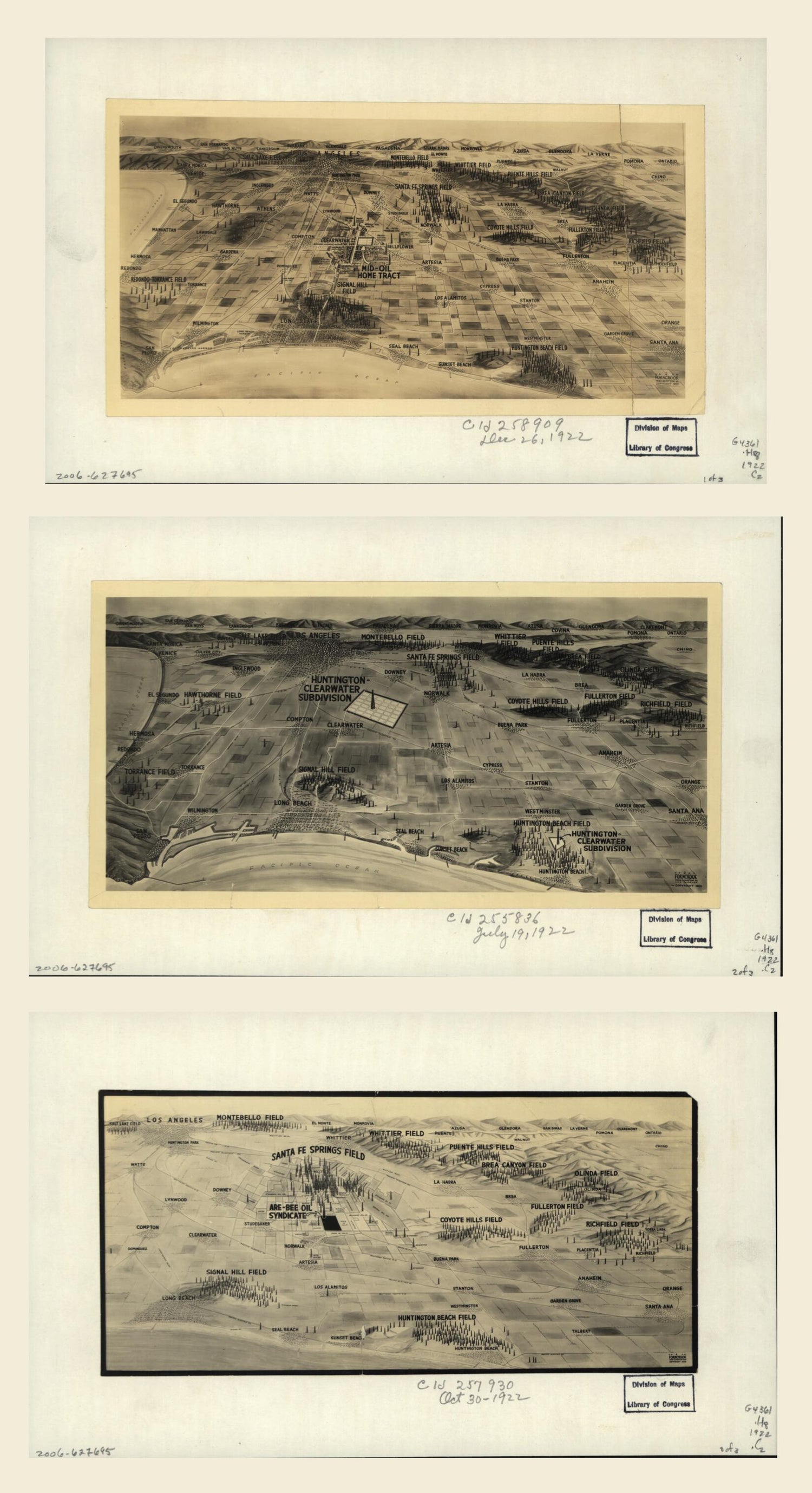 This old map of Views of Oil Fields Around Los Angeles from 1922 was created by  C.S. & E.M Forncrook in 1922