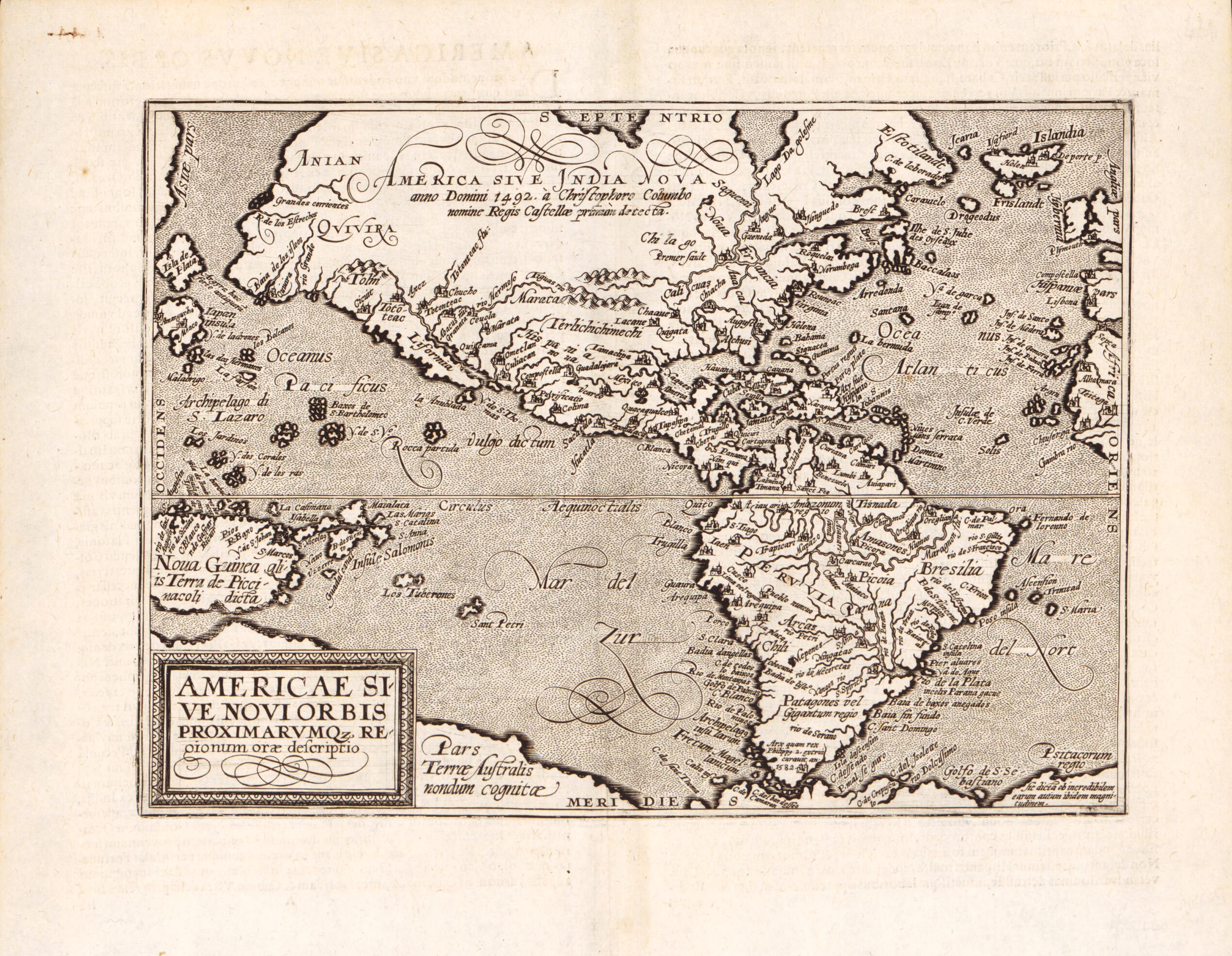 Americae Sive Novi Orbis Proximarvmqz Regionum Orae Descriptio. (Americae Sive Novi Orbis Proximarumqz Regionum Orae Descriptio) 1602 by Relic Map Company