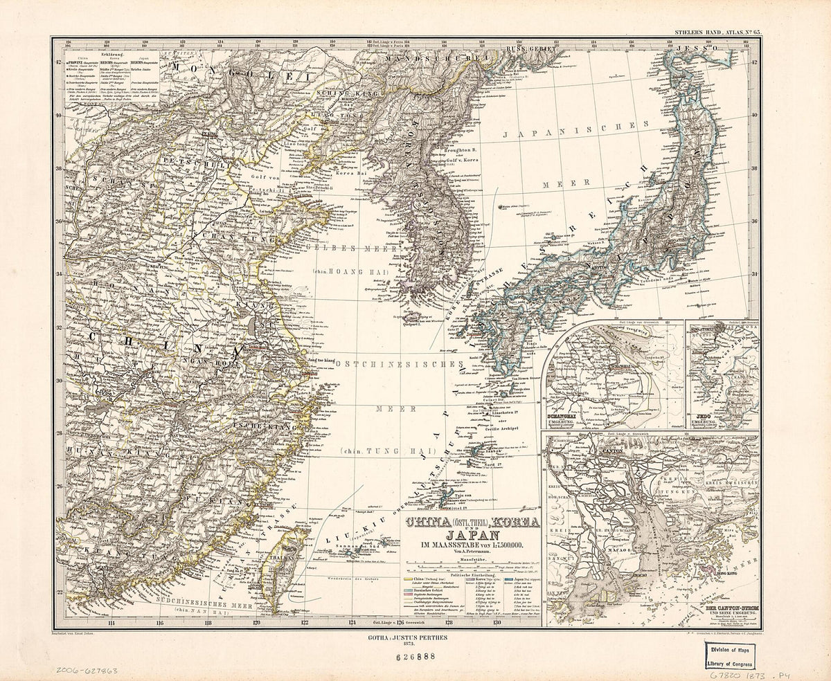 China (östl. Theil), Korea Und Japan Im Massstabe Von 1:7.500.000 (China (östlicheTheil), Korea Und Japan Im Massstab Von1:7.500.000) 1873 by Relic Map Company