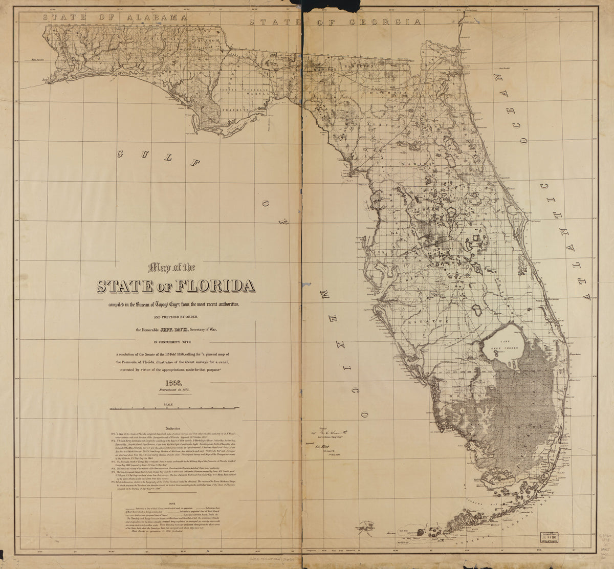 Map of the State of Florida 1873 by Relic Map Company