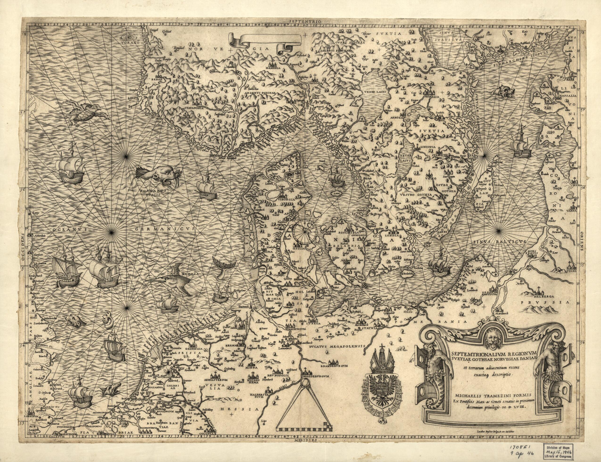 This old map of Geografia Tavole Moderne Di Geografia from 1575 was created by Paolo Forlani, Giacomo Gastaldi, Antoine Lafréry in 1575