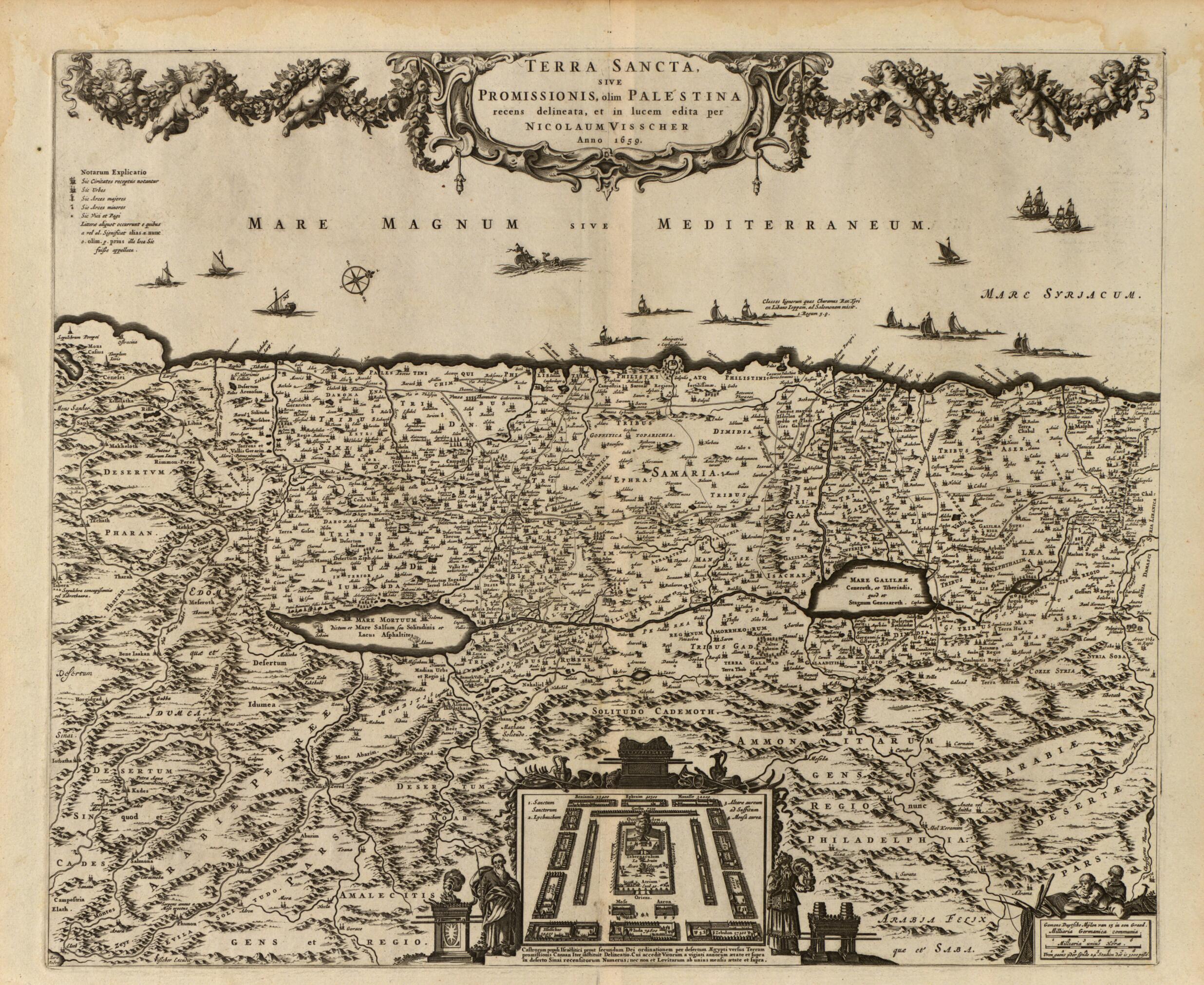 This old map of Terra Sancta Sive Promissionis, Olim Palestina Recens Delineata, Et In Lucem Edita Per Nicolaum Visscher from 1659 was created by Nicolaes Visscher in 1659