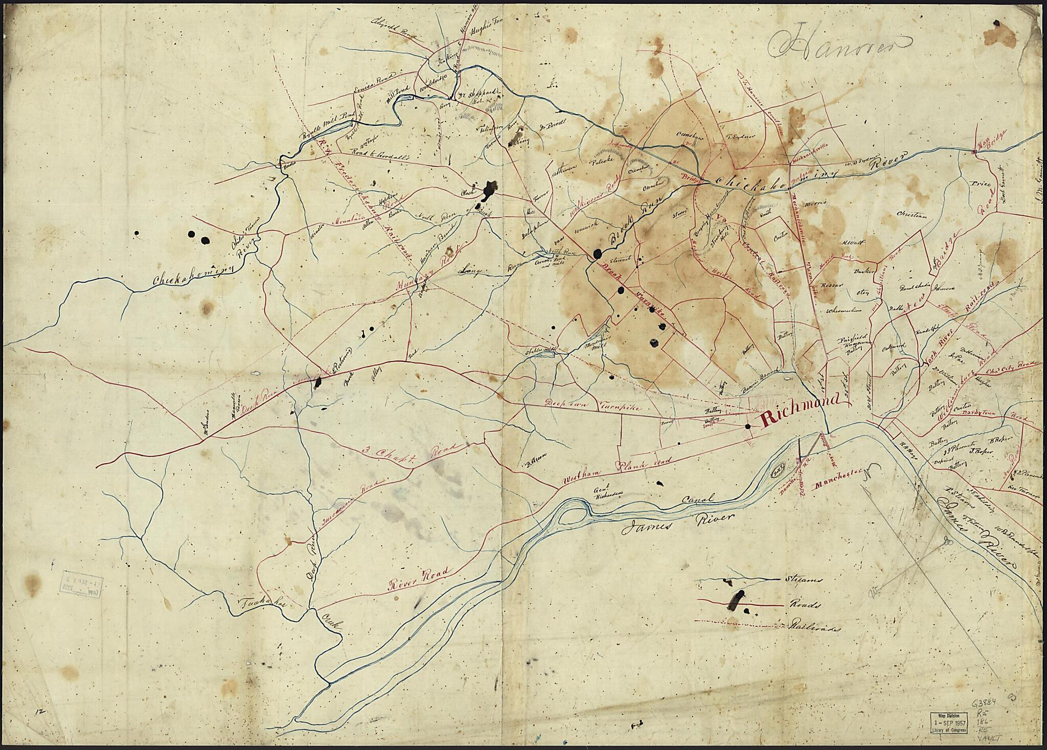 Richmond & Vicinity 1860 by Relic Map Company
