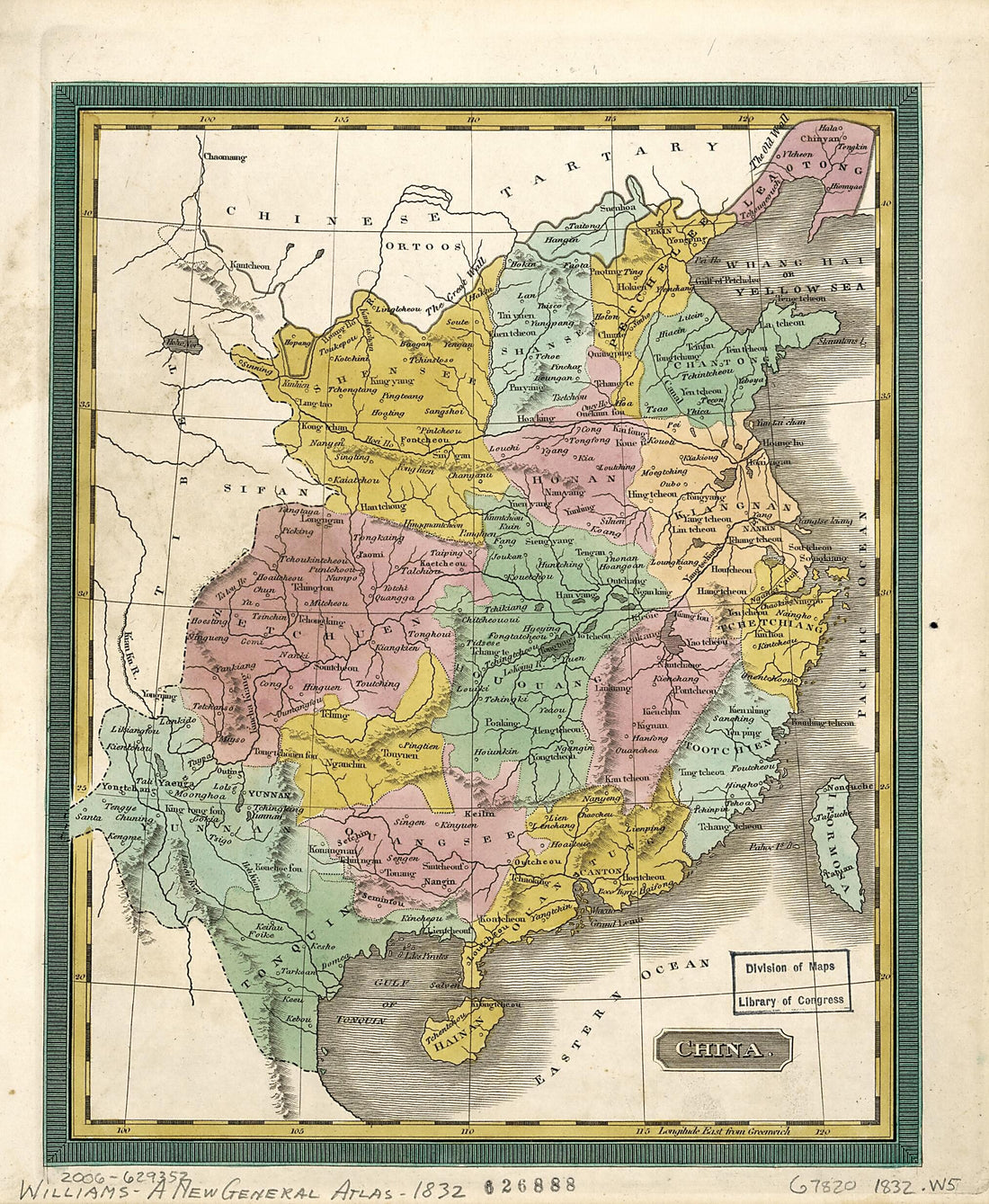 This old map of China from 1832 was created by C. S. (Calvin S.) Williams in 1832
