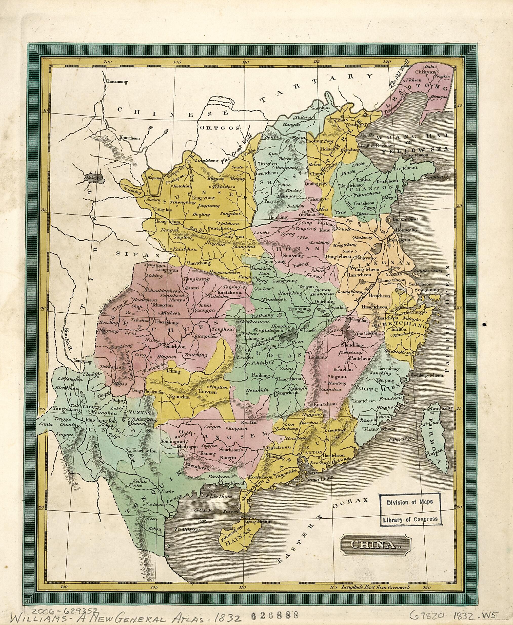 This old map of China from 1832 was created by C. S. (Calvin S.) Williams in 1832