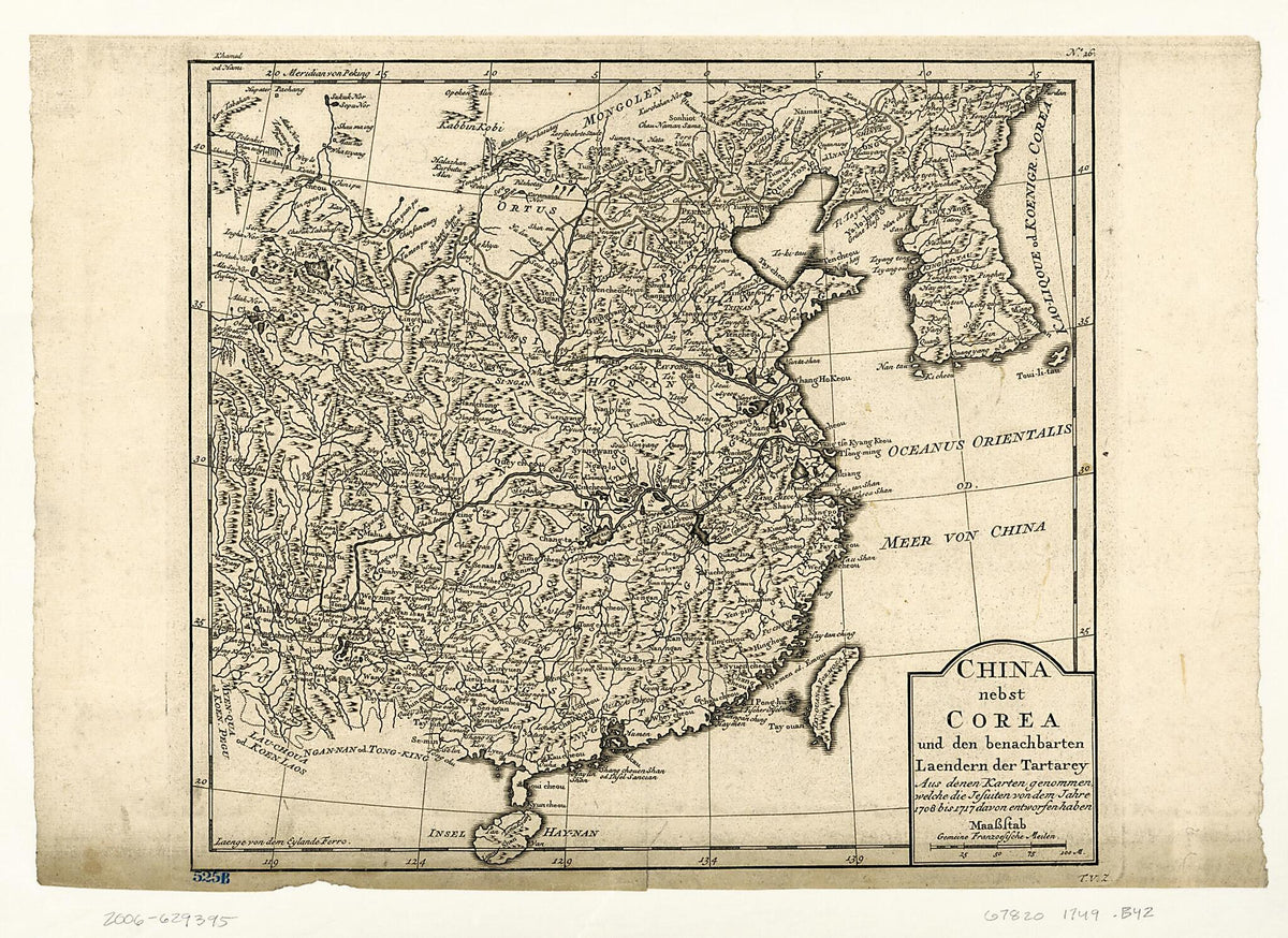 China Nebst Corea Und Den Benachbarten Laendern Der Tartary Aus Denen Karten Genommen, Welche Die Jesuiten Von Dem Jahre 1708 Bis 1717 Davon Entworfen Haben 1749 by Relic Map Company