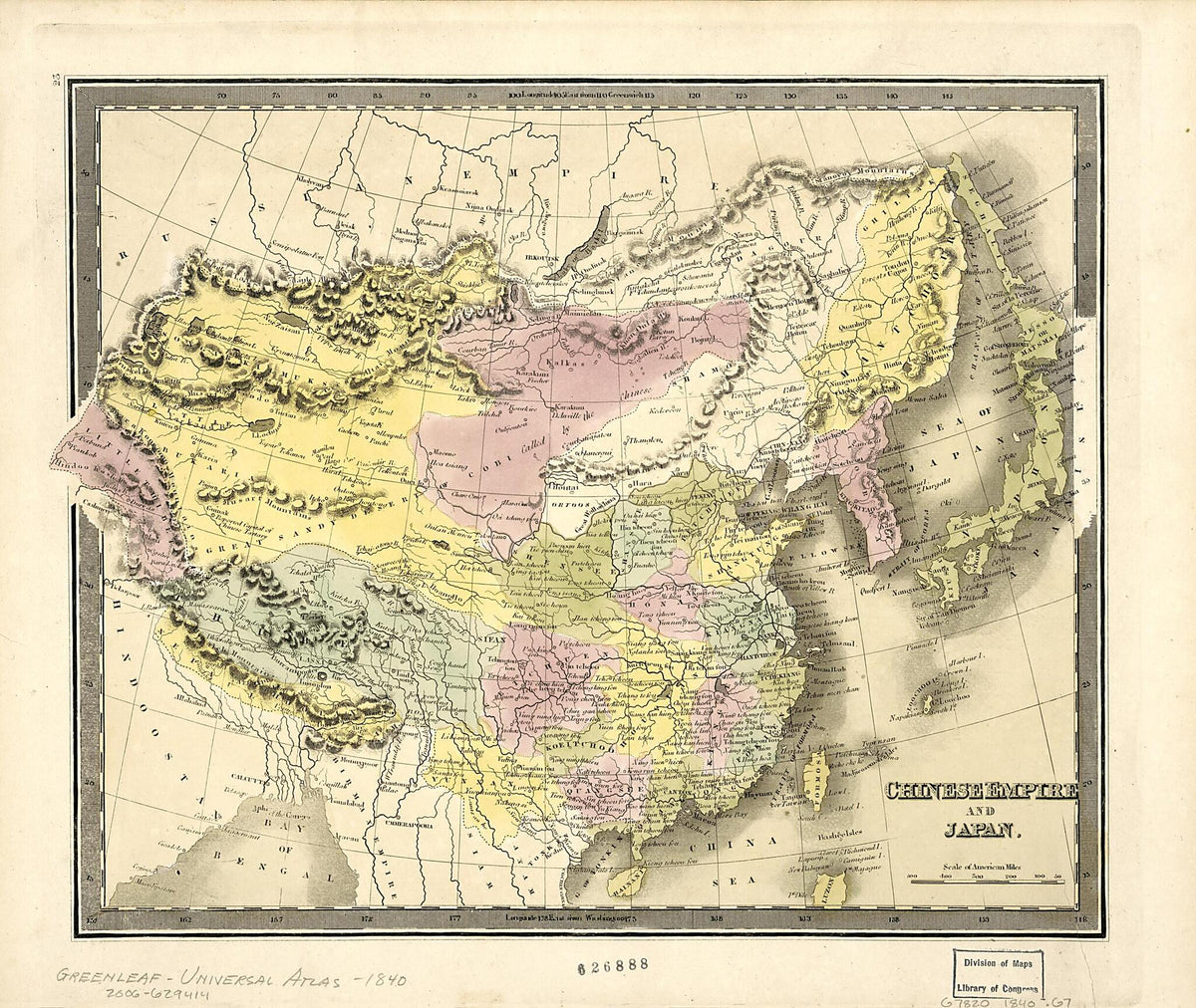 Chinese Empire and Japan 1840 by Relic Map Company