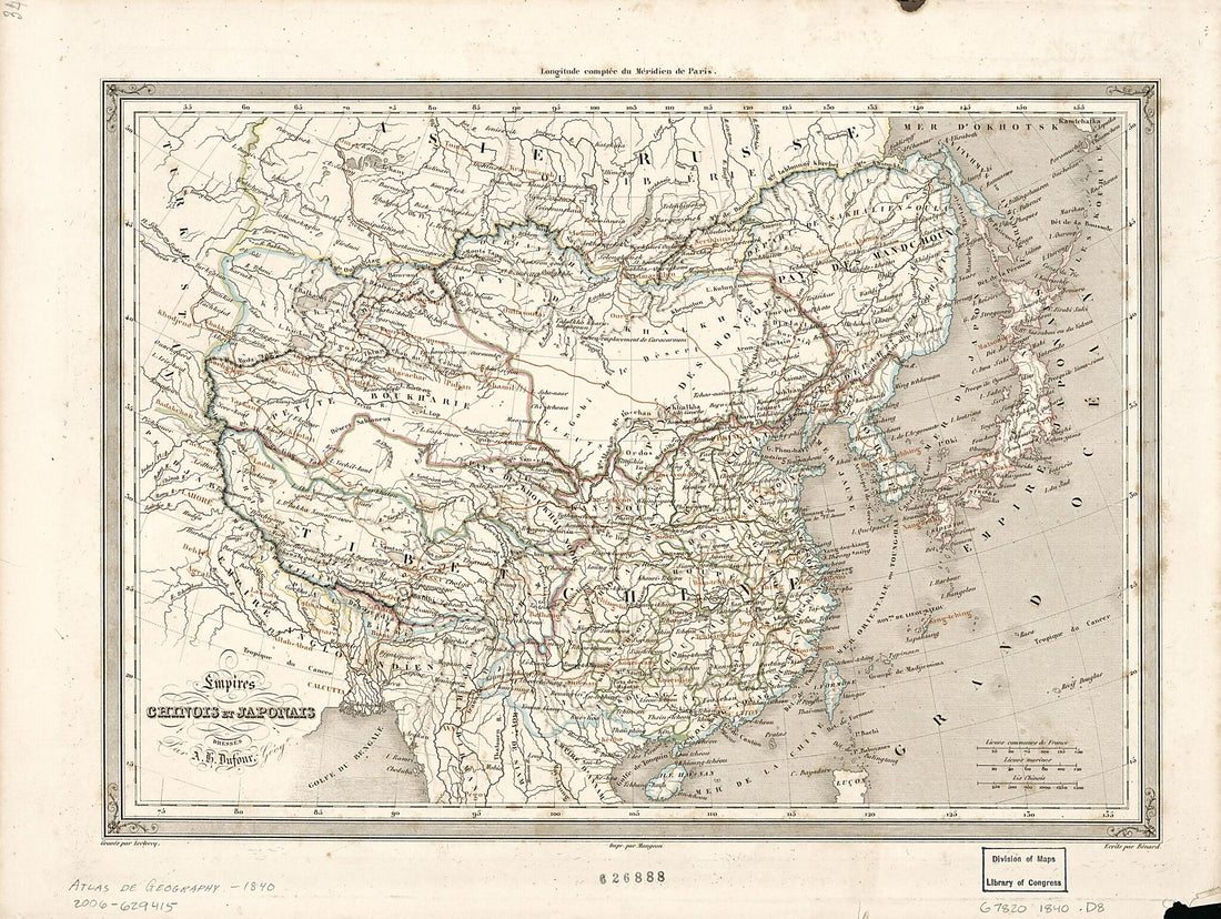 This old map of Empires Chinois Et Japonais from 1840 was created by H. (Auguste-Henri) in 1840