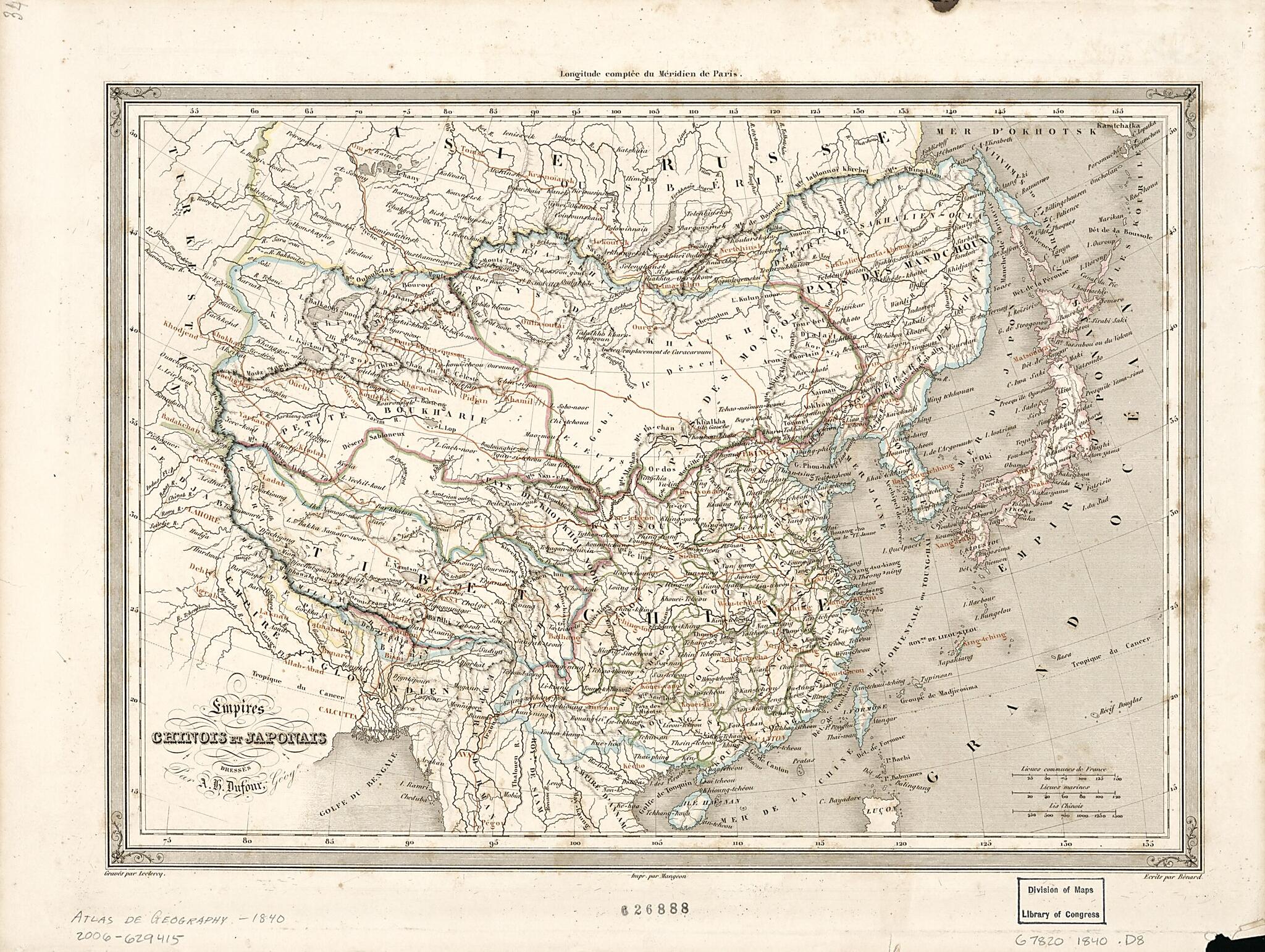 This old map of Empires Chinois Et Japonais from 1840 was created by H. (Auguste-Henri) in 1840
