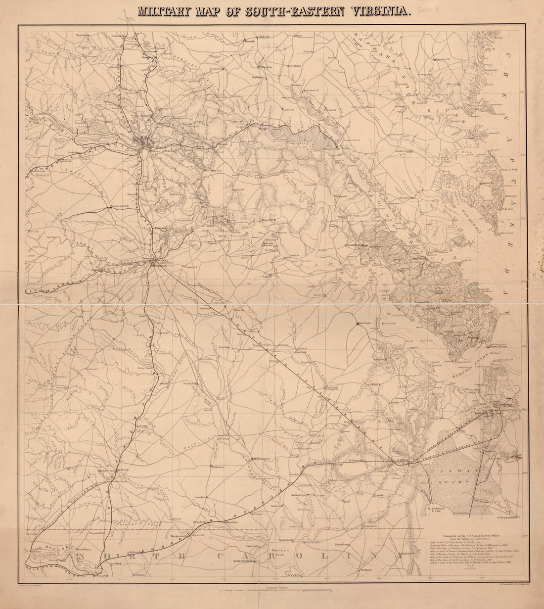 This old map of Eastern Virginia from 1862 was created by Charles G. Krebs, A. Lindenkohl, H. (Henry) Lindenkohl, United States Coast Survey in 1862