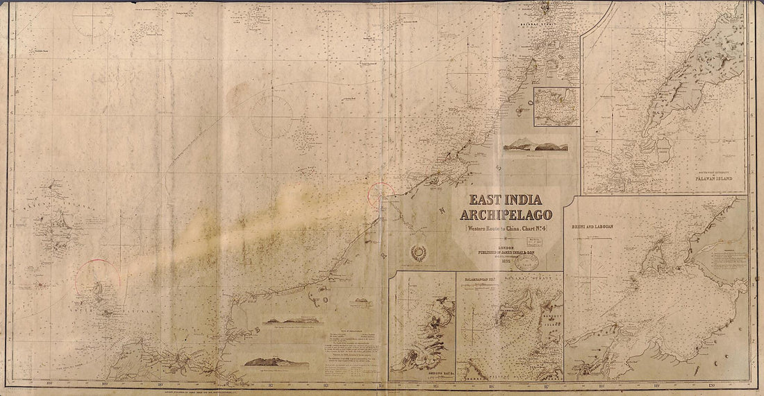This old map of Western Route to China. Chart No.4, East India Archipelago (East India Archipelago) from 1895 was created by James F. (James Frederick) Imray, James Imray and Son in 1895