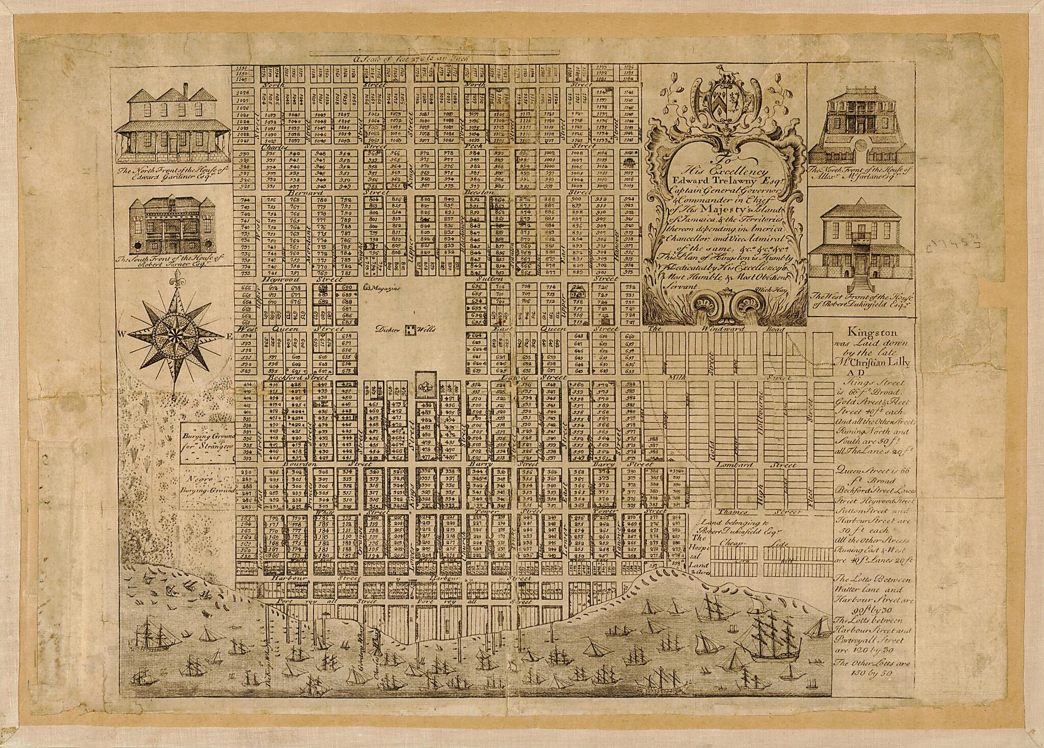 This old map of Plan of Kingston from 1745 was created by Michael Hay in 1745