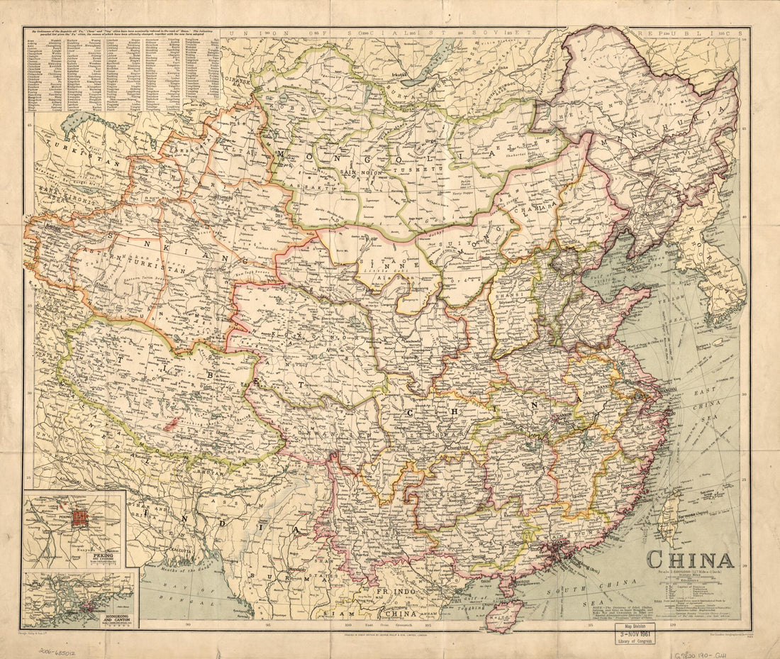 This old map of China from 1900 was created by George Philip & Son in 1900