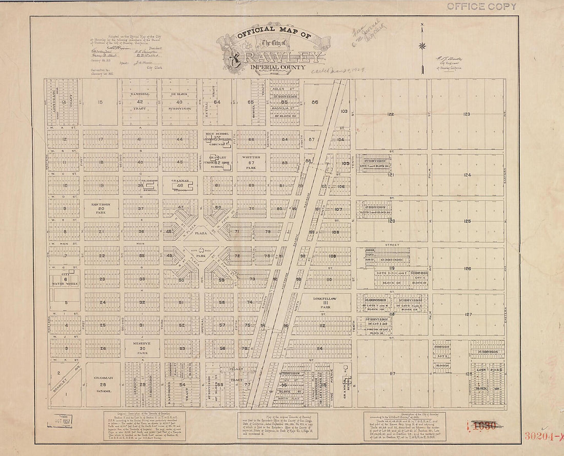 This old map of Official Map of the City of Brawley, Imperial County, California from 1927 was created by in 1927