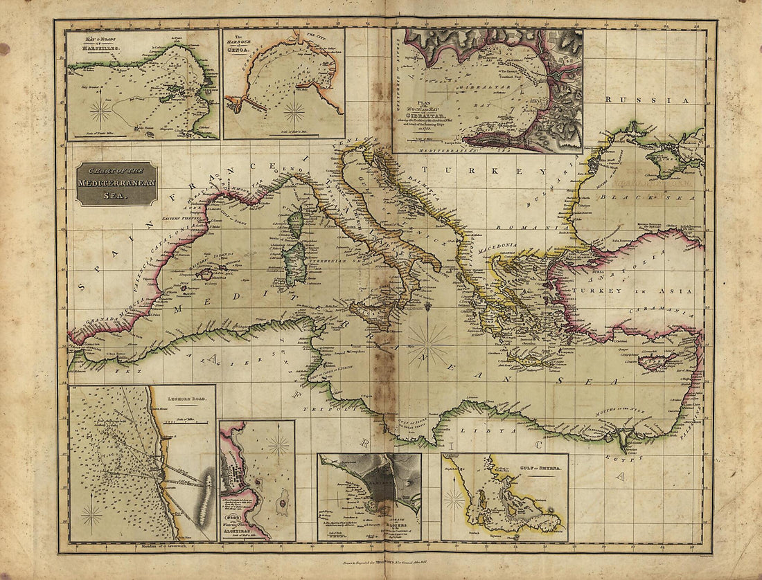 This old map of Chart of the Mediterranean Sea from 1817 was created by Samuel John Neele, John Thomson in 1817
