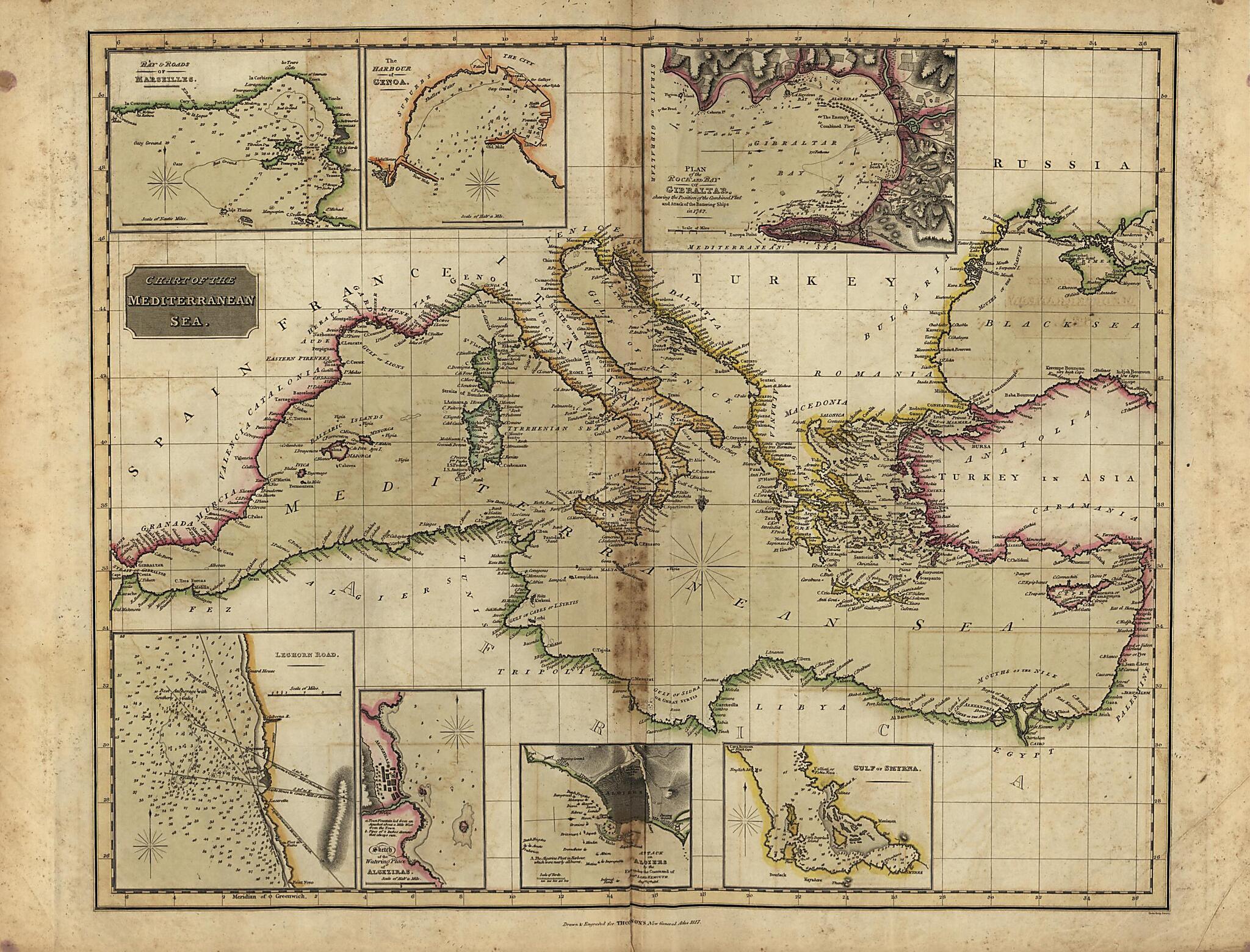 This old map of Chart of the Mediterranean Sea from 1817 was created by Samuel John Neele, John Thomson in 1817