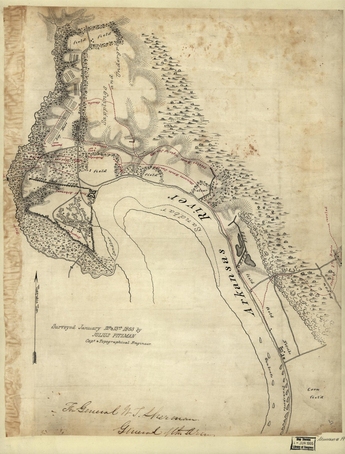 Map of Arkansas Post,Arkansas 1863 by Relic Map Company