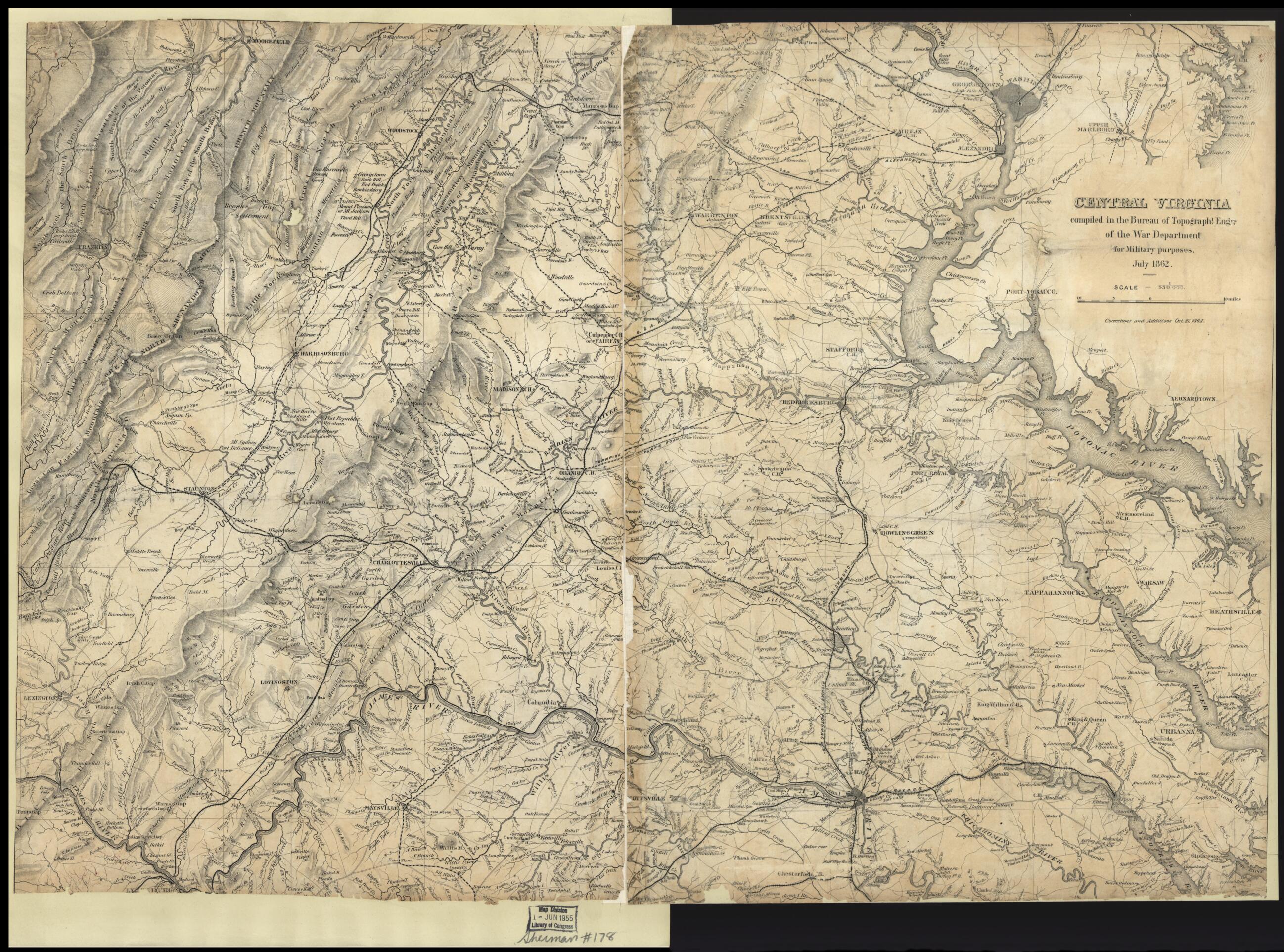 This old map of Central Virginia from 1864 was created by United States. Army. Corps of Topographical Engineers in 1864