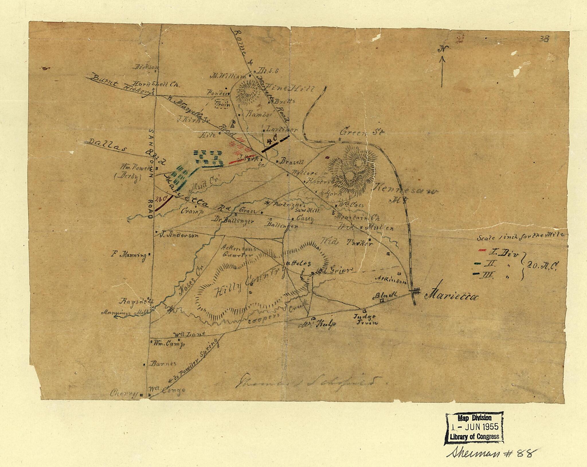 This old map of Union Troop Positions Northwest of Marietta, Georgia, June? from 1864 was created by in 1864