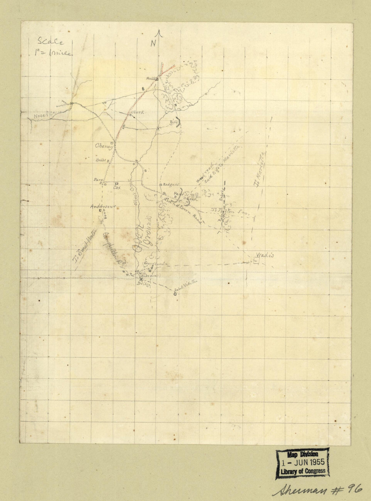 Map of the Environs of Olley Creek Near Marietta, Georgia, July? 1864 by Relic Map Company