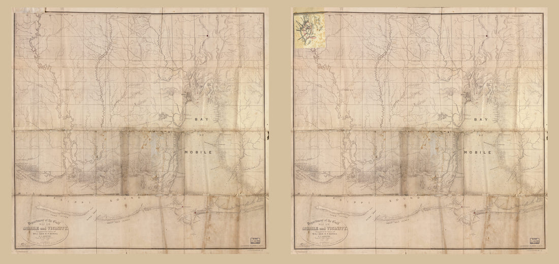 This old map of Mobile and Vicinity from 1863 was created by Brown & Ogilvie, John La Tourrette in 1863