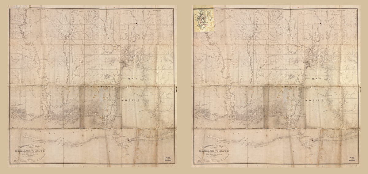 Mobile and Vicinity in 1863 by Relic Map Company