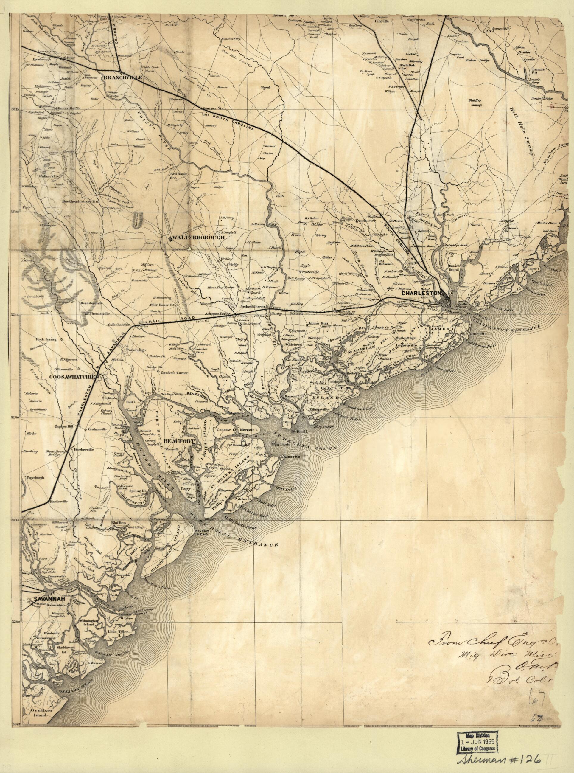 This old map of Map of the Coast of South Carolina, from Charleston to Savannah from 1860 was created by in 1860
