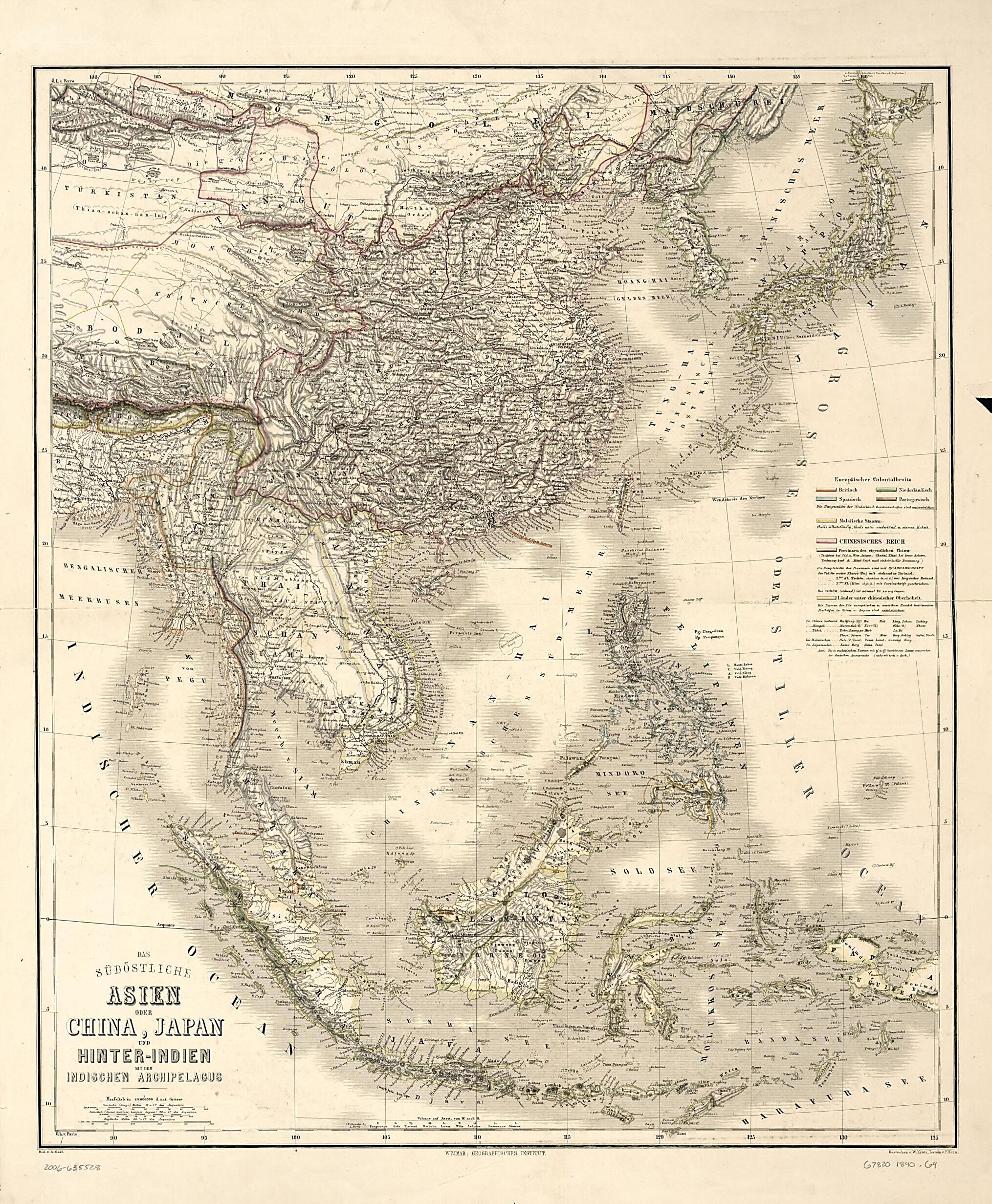 This old map of Indien Mit Dem Indischen Archipelagus from 1840 was created by Thuringia Geographisches Institut (Weimar in 1840