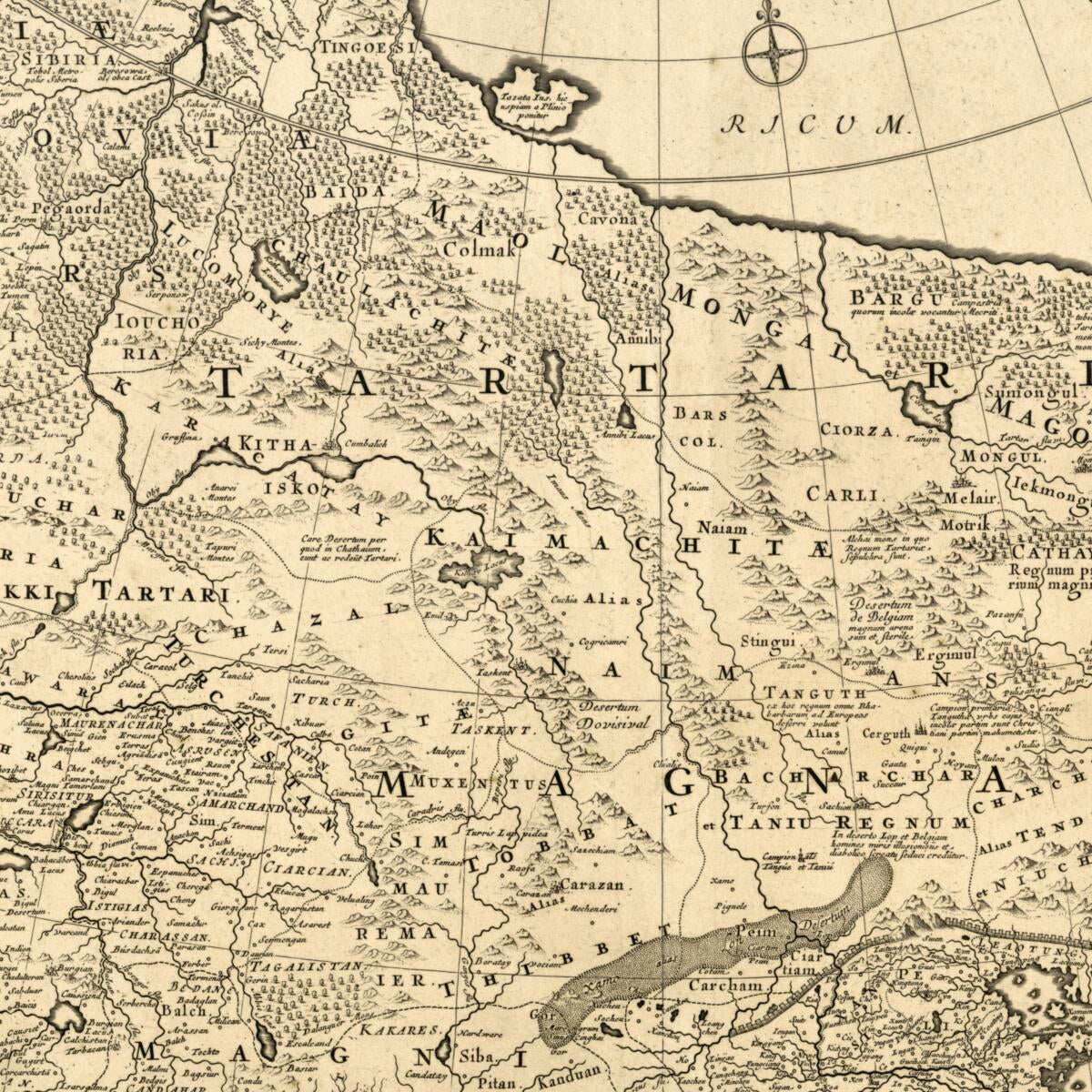 This old map of Magnae Tartariae Magni Mogolis Imperii Iaponiae Et Chinae Nova Descriptio from 1680 was created by Frederik De Wit in 1680