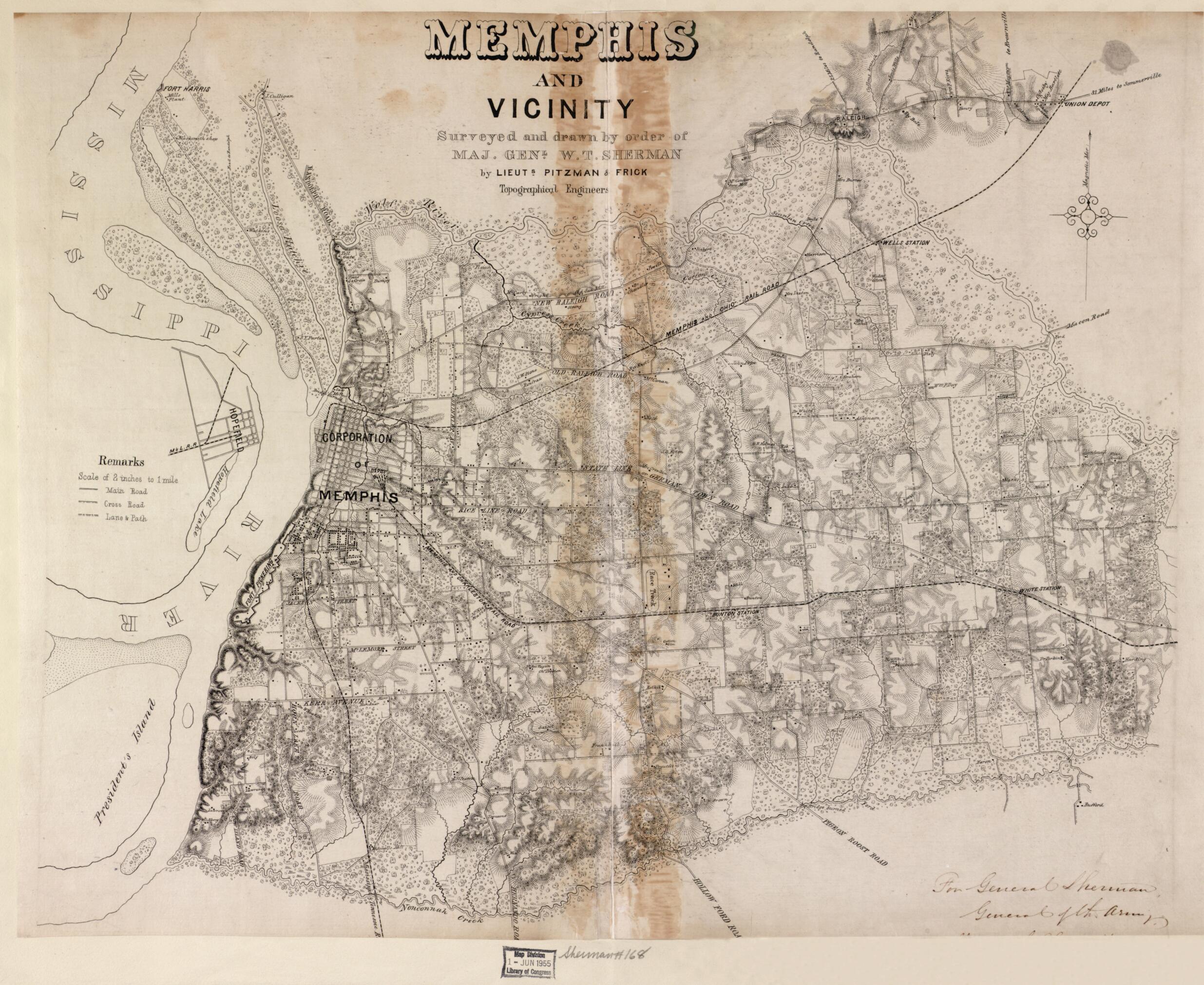 This old map of Memphis and Vicinity from 1860 was created by Frick, Julius Pitzman in 1860