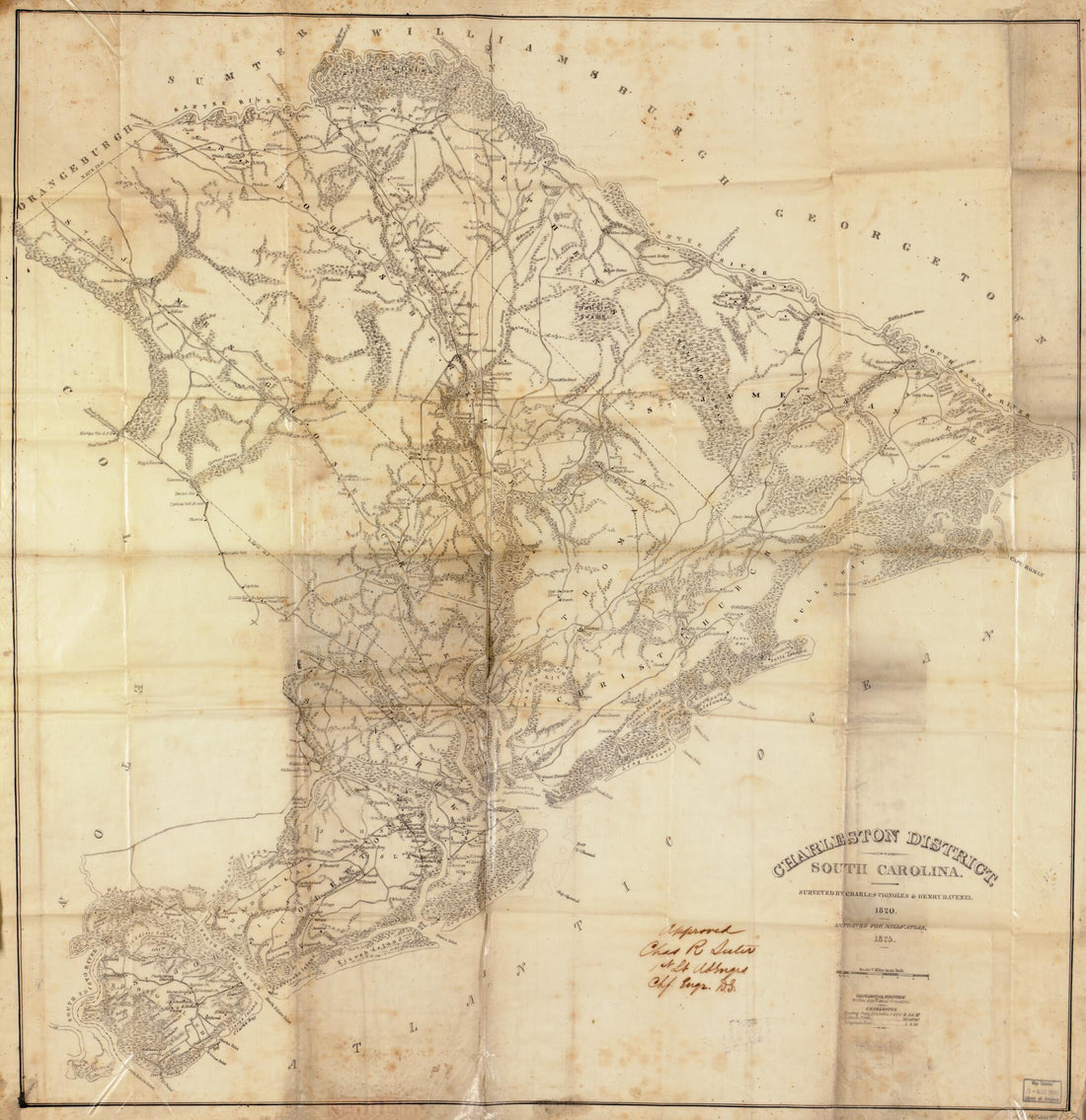 This old map of Charleston District, South Carolina from 1825 was created by Robert Mills, Henry Ravenel, Charles Blacker Vignoles in 1825