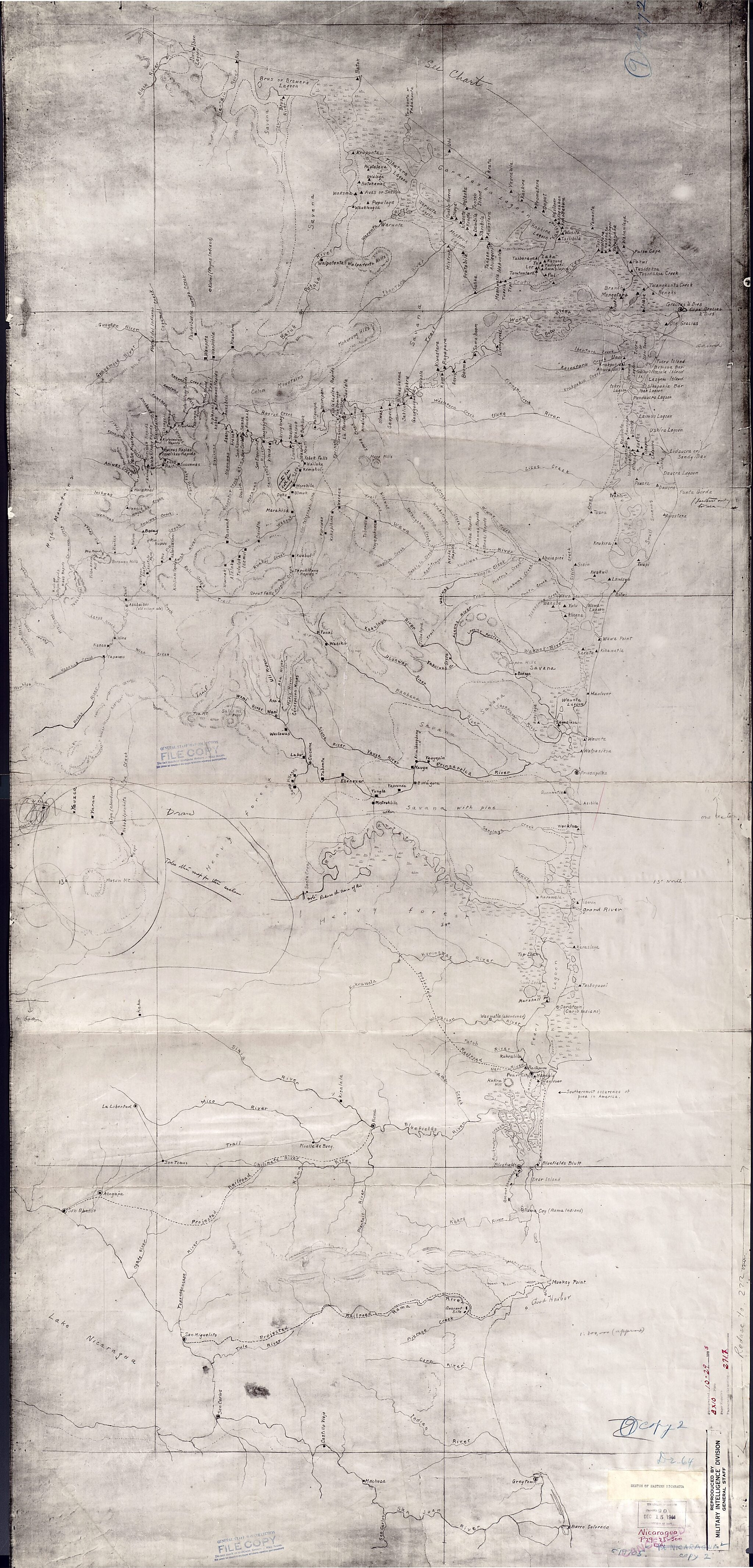 This old map of Eastern Nicaragua from 1928 was created by in 1928