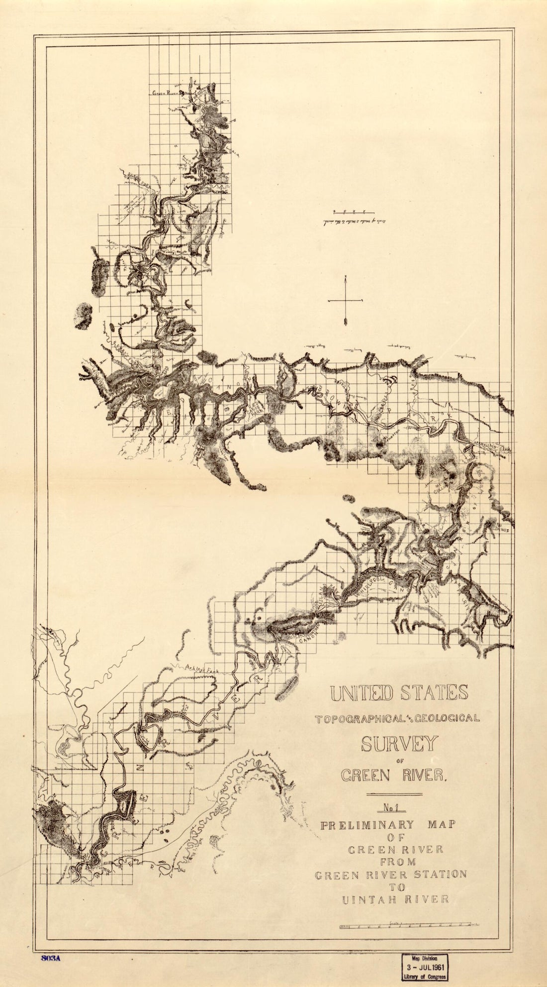 This old map of United States Topographical and Geological Survey of Green River : No 1 Preliminary Map of Green River from Green River Station to Uintah River from 1871 was created by in 1871