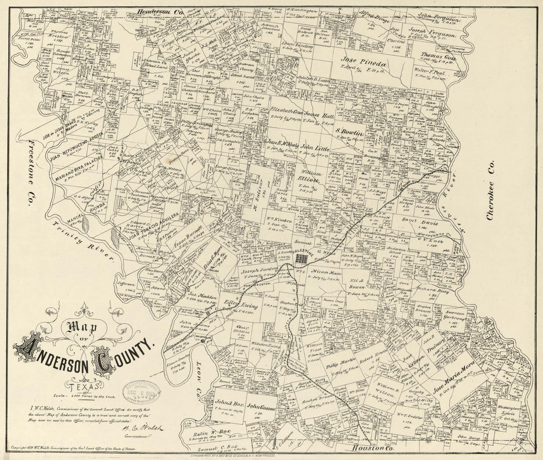 This old map of Map of Anderson County, Texas (Anderson County) from 1879 was created by Texas. General Land Office in 1879