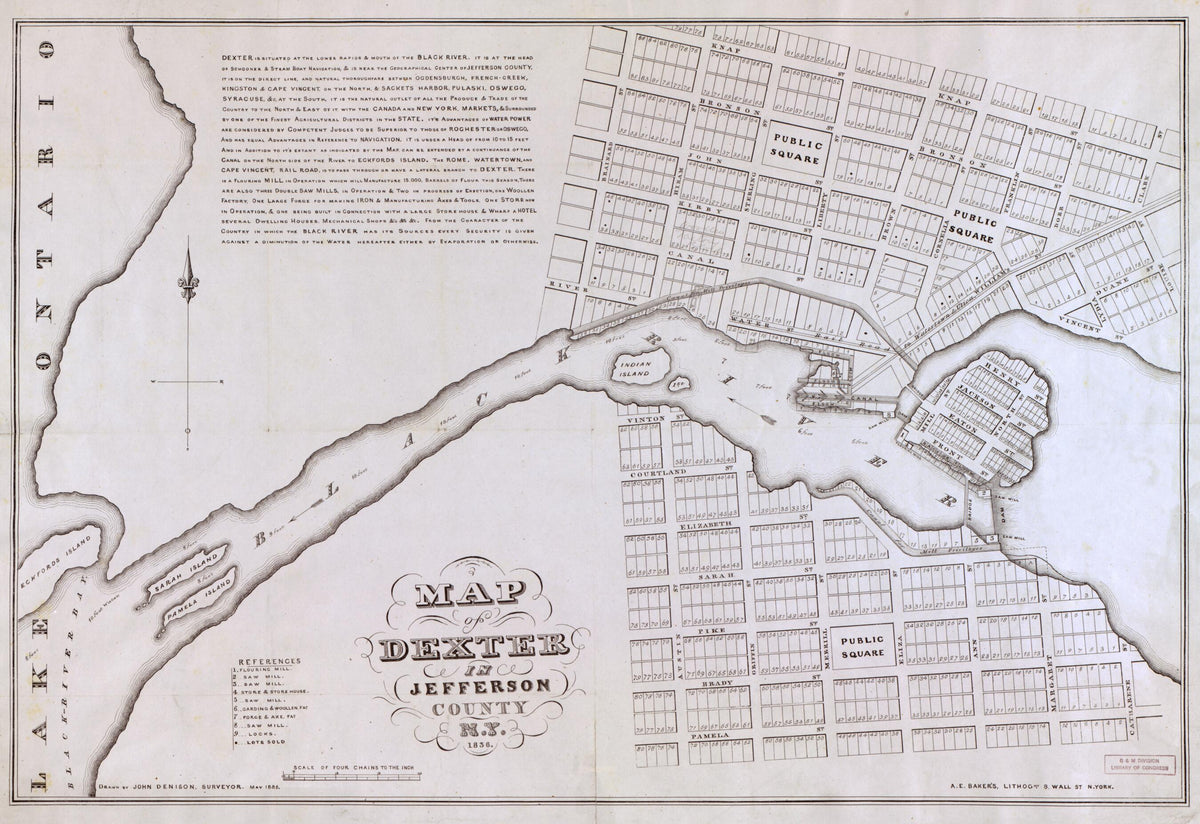 Map of Dexter In Jefferson County New York 1836 by Relic Map Company