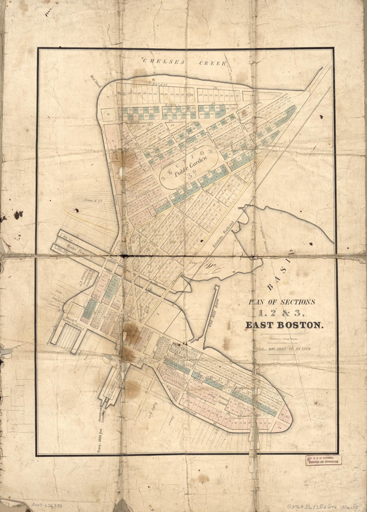 Plan of Sections 1, 2 & 3, East Boston 1836 by Relic Map Company