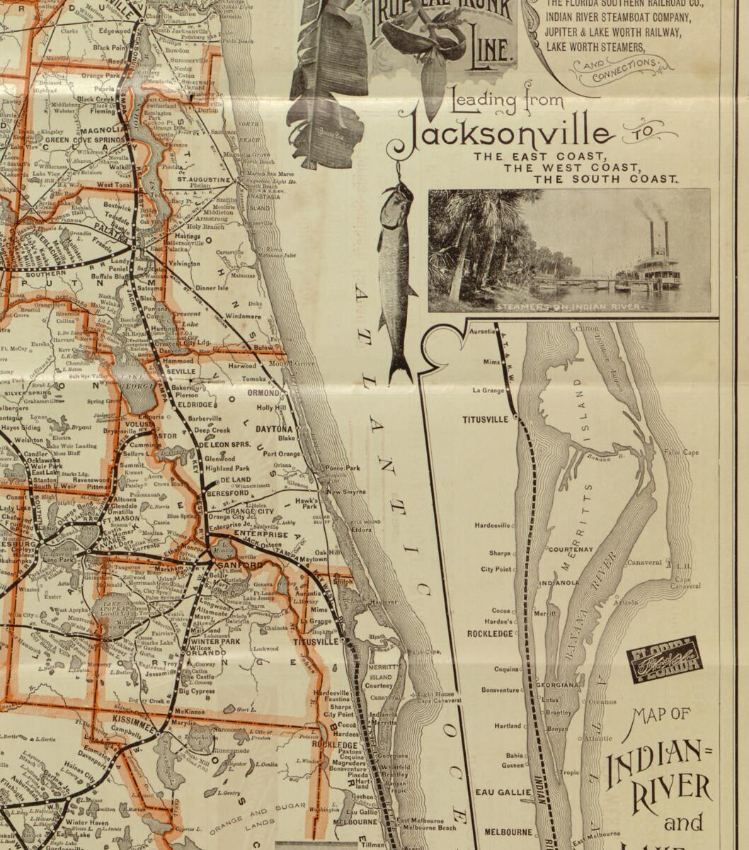 This old map of 5 : Showing the Tropical Trunk Line : Comprising the Jacksonville, Tampa & Key West R&