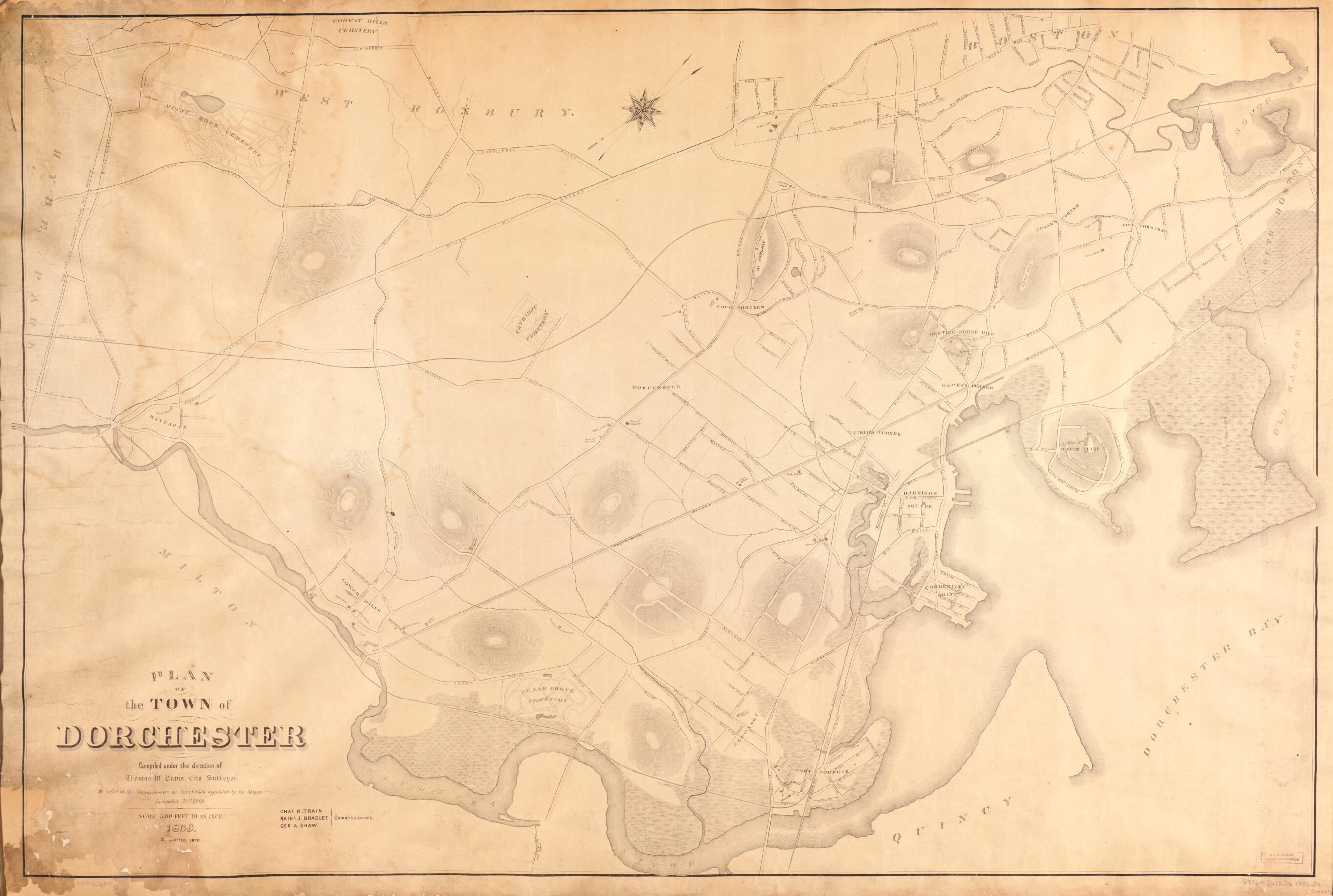 This old map of Plan of the Town of Dorchester from 1870 was created by Thomas W. Davis, A. (Augustus) Meisel in 1870