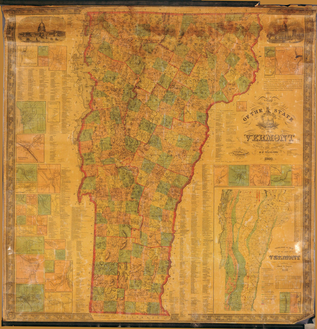 This old map of Map of the State of Vermont from 1860 was created by H.F. Walling&