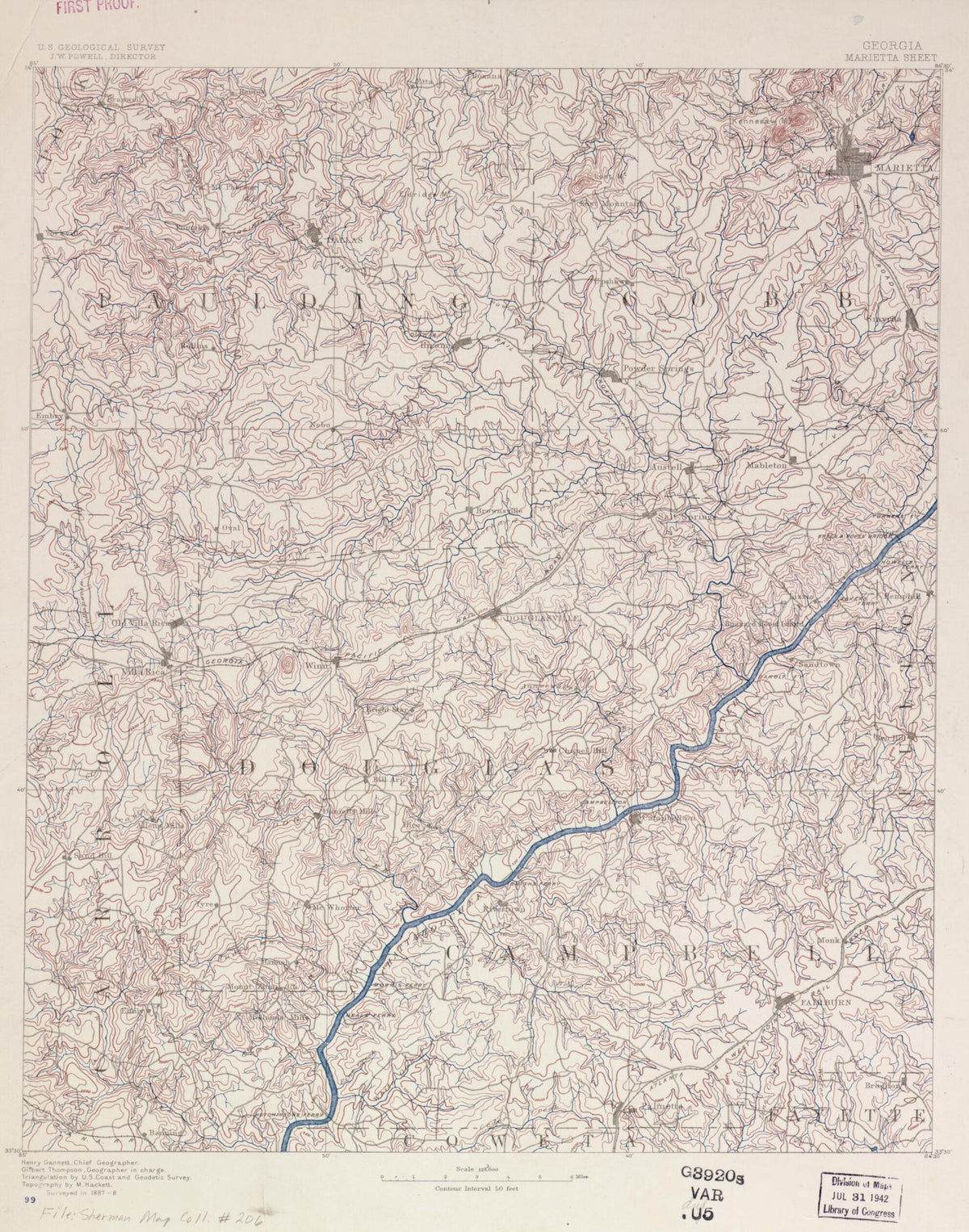 Georgia, Marietta Sheet 1888 by Relic Map Company