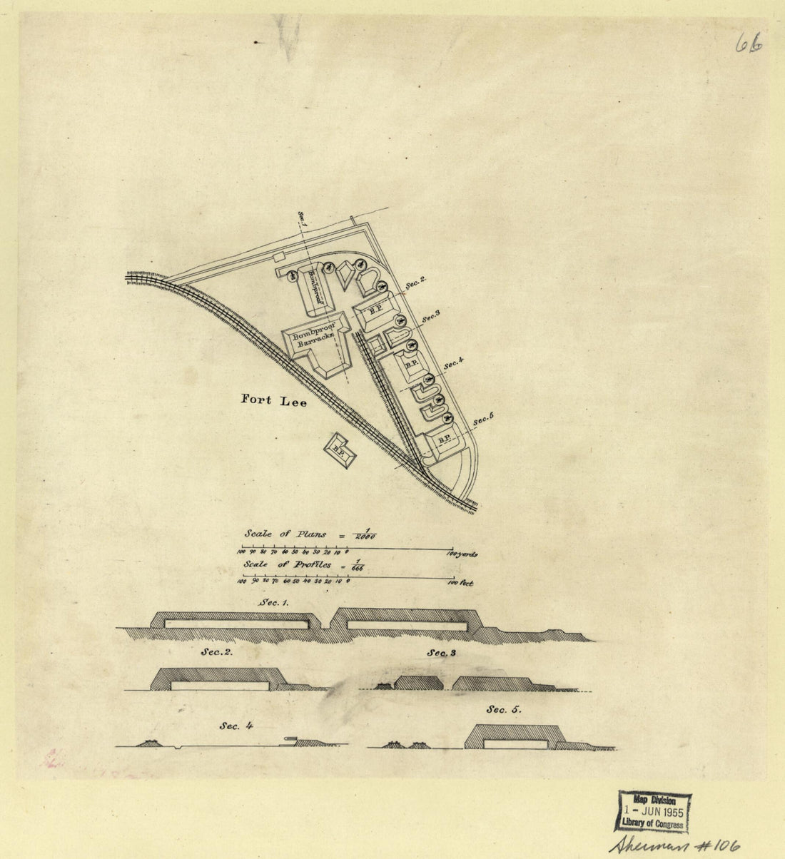 This old map of Fort Lee from 1864 was created by in 1864