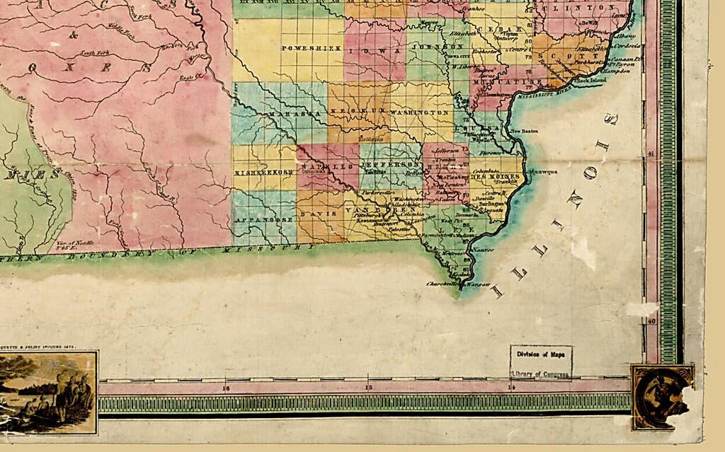 This old map of A New Map of Iowa : Accompanied With Notes by W. Barrows from 1845 was created by Willard Barrows,  Doolittle & Munson in 1845