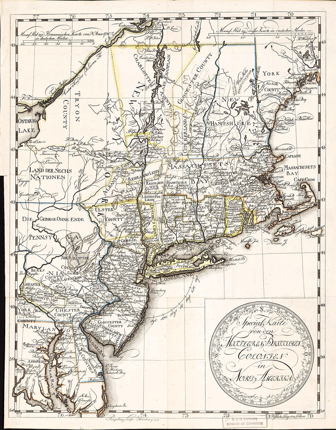 This old map of Special Karte Von Den Mittleren Brittischen Colonien In Nord Amerika from 1778 was created by Christian Leiste, T. A. (Thomas Albrecht) Pingeling in 1778