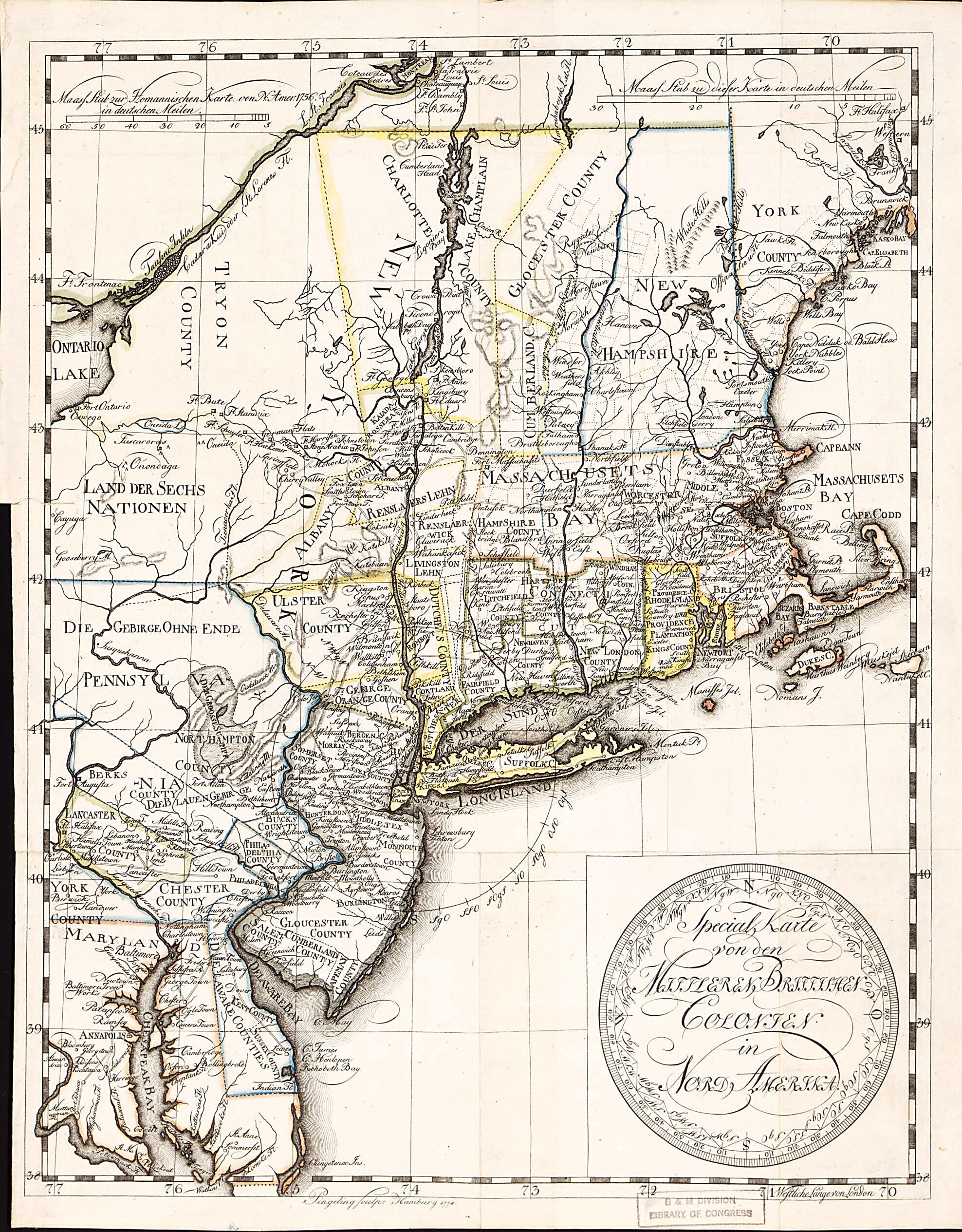 This old map of Special Karte Von Den Mittleren Brittischen Colonien In Nord Amerika from 1778 was created by Christian Leiste, T. A. (Thomas Albrecht) Pingeling in 1778